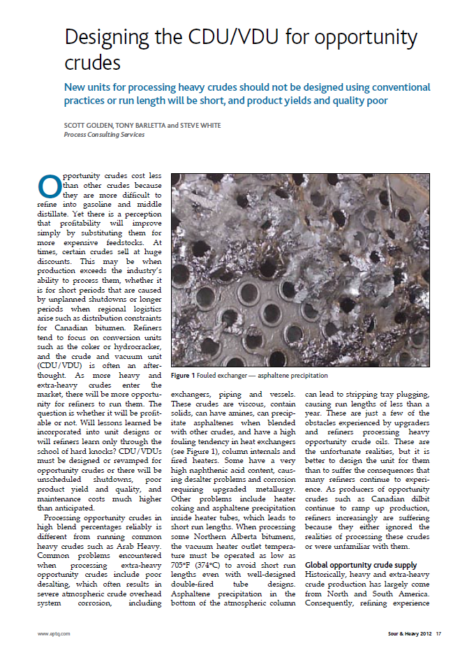 Designing the CDU/VDU for Opportunity Crudes