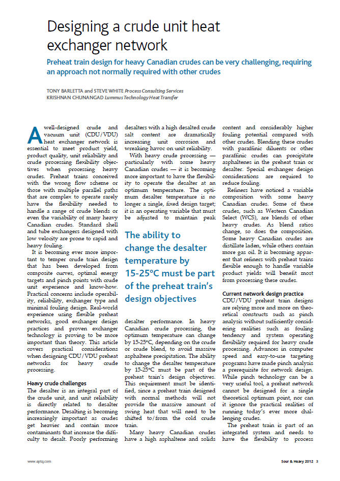 Designing a Crude Unit Heat Exchanger Network