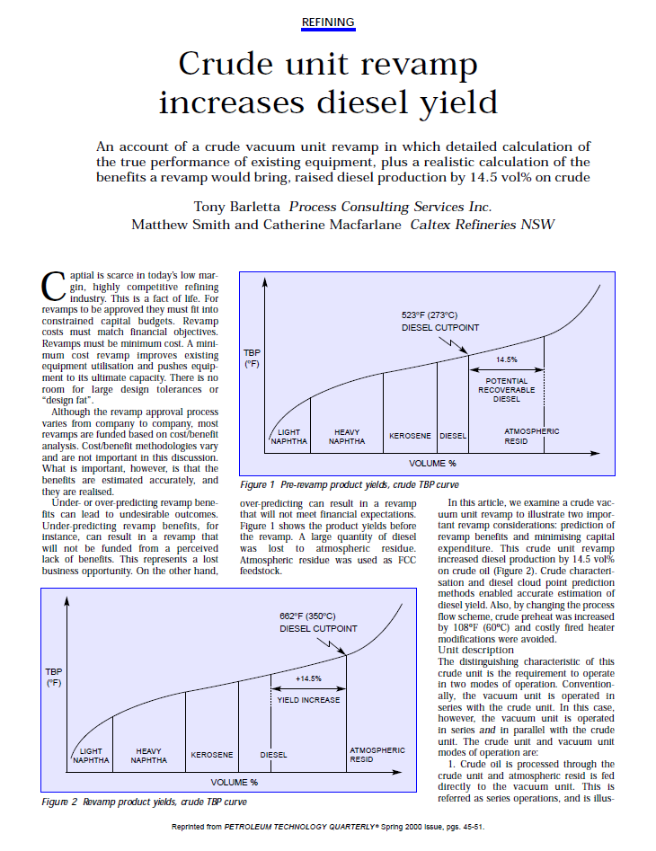 Crude Unit Revamp Increases Diesel Yield