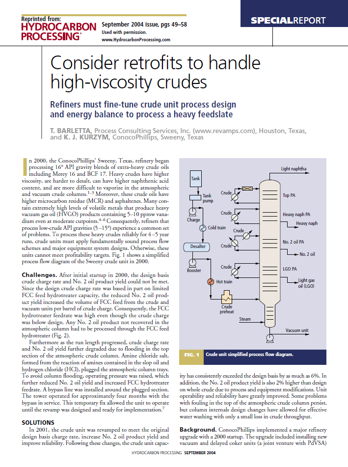 Consider Retrofits to Handle High-Viscosity Crudes 