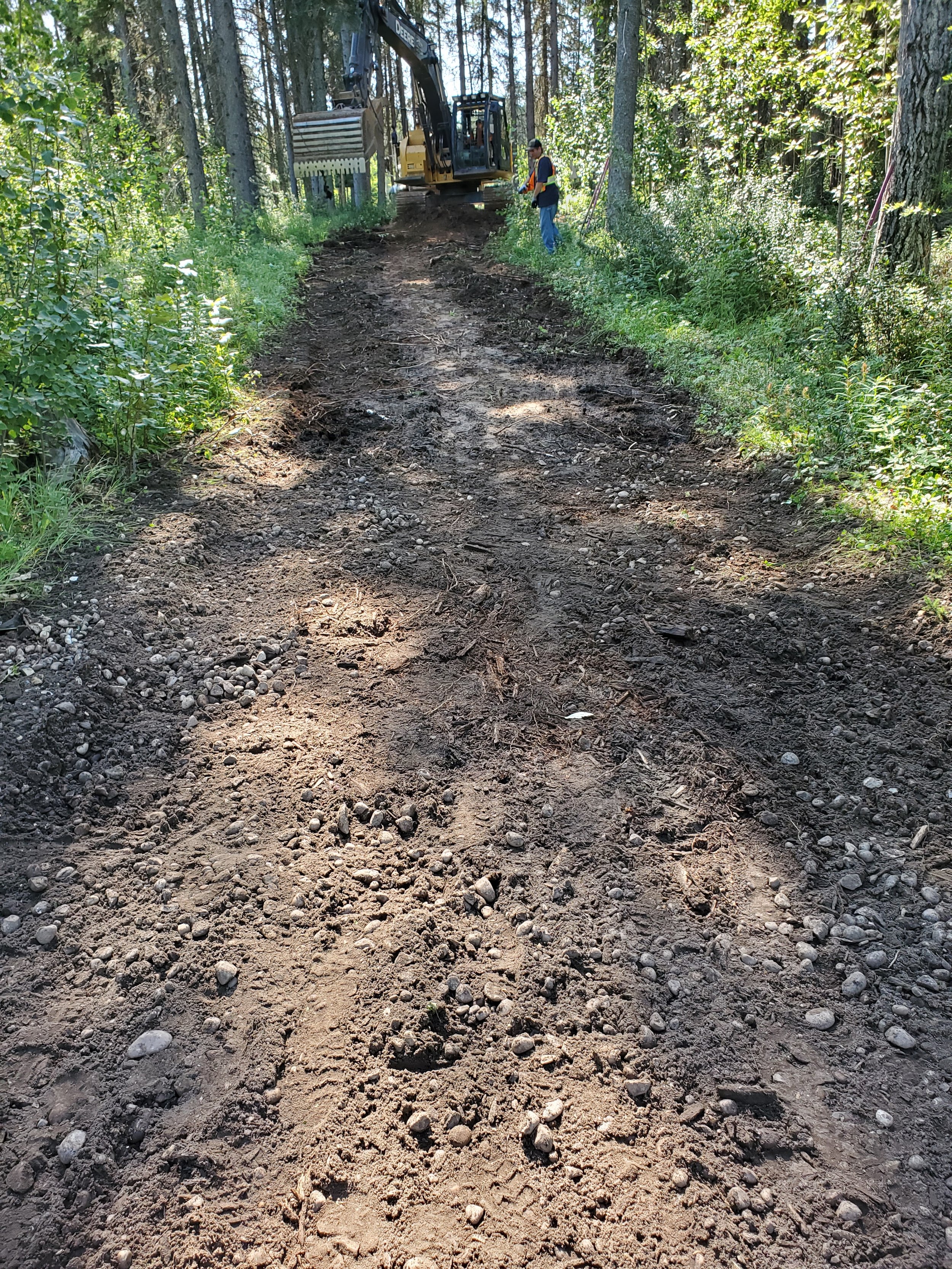 Removal of trail topsoil