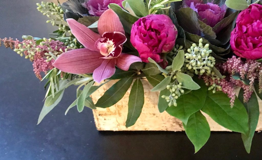 Hot Pink Christmas and New Year. Detail of an arrangement. 2018 ©betsygibsondesign
