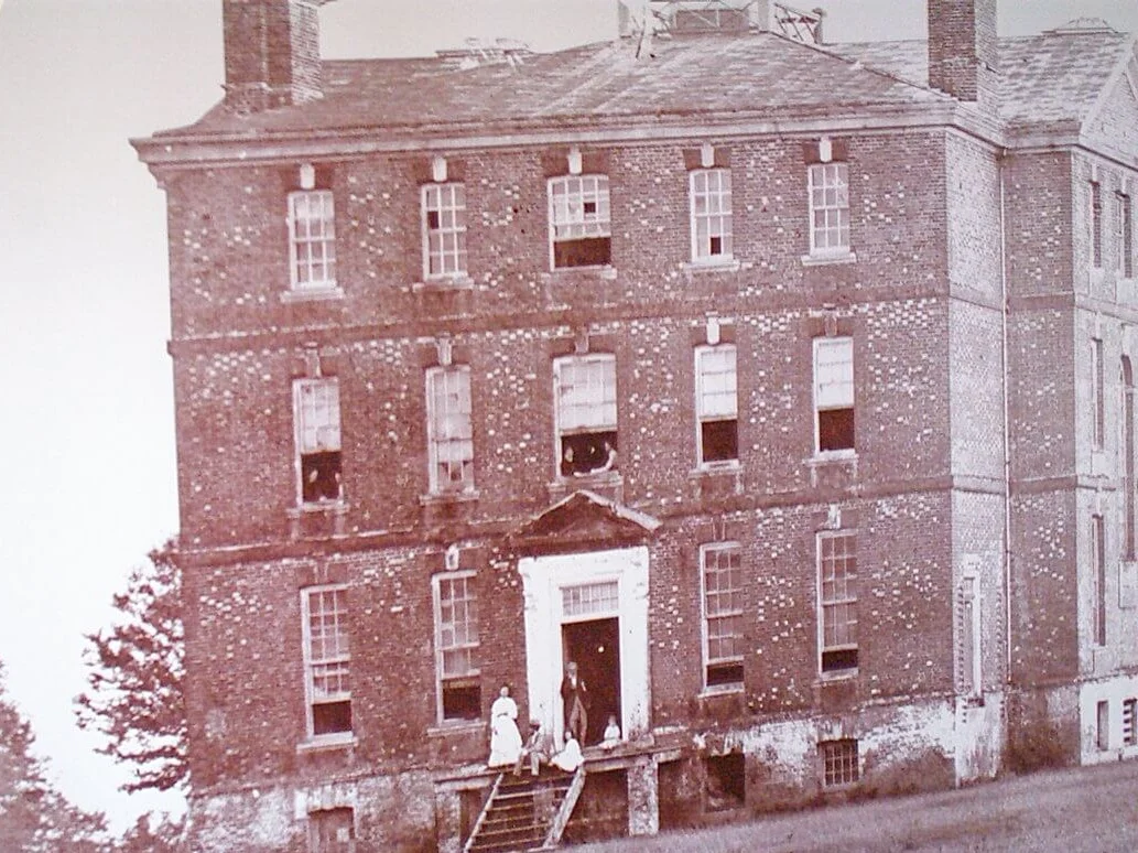 Rosewell c. 1900. Fire destroyed what remained of this already altered (from its original appearance and materials) house in 1916. Photographer Unknown, Public Domain Image.
