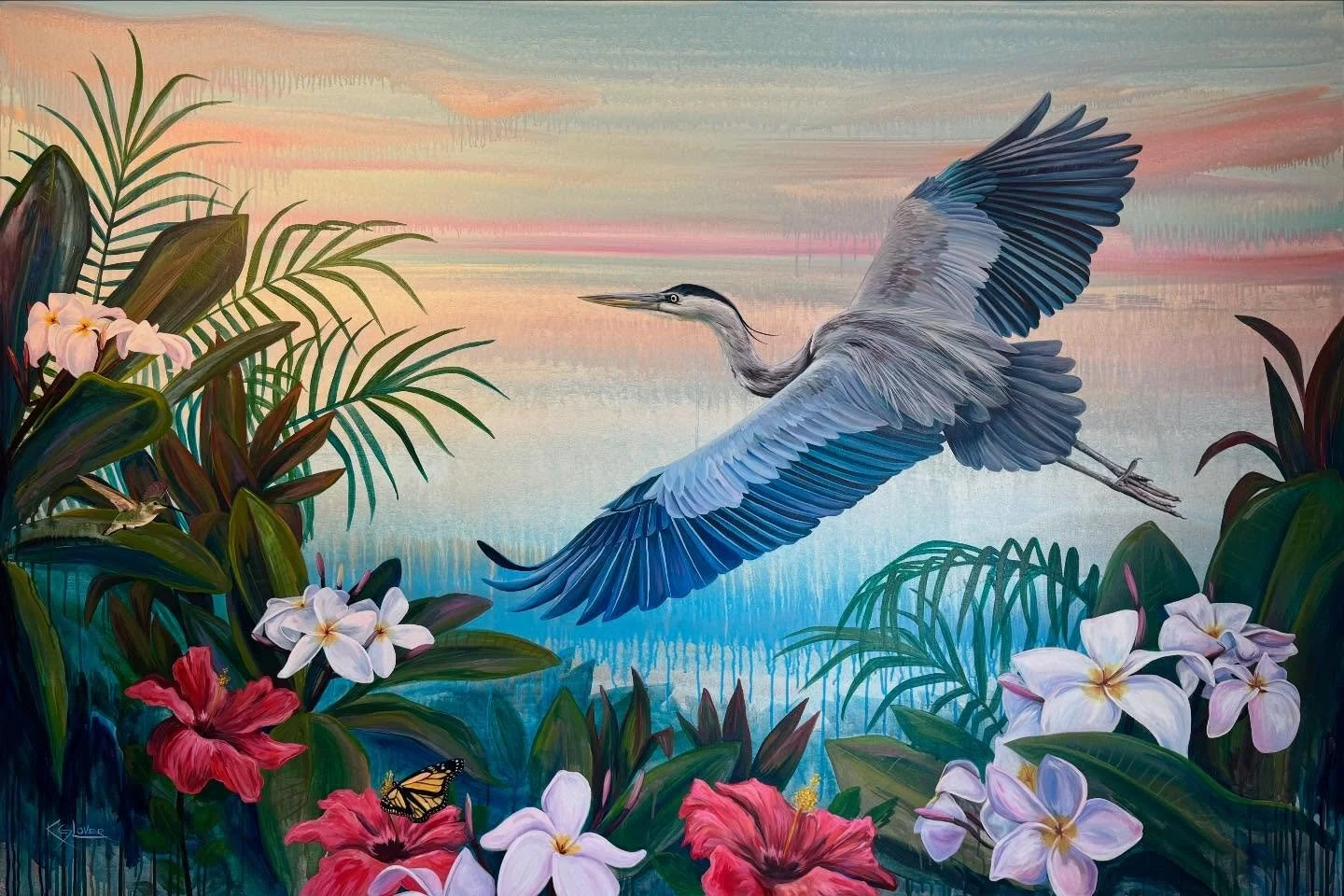 &ldquo;Fall Into Flowers&rdquo;, 48x72&rdquo; acrylic on canvas. 🌸
.
A commission for a beautiful couple going 40 years strong and live a life full of love, tremendous strength, and faith. You can feel it in their energy, extending into their home. 