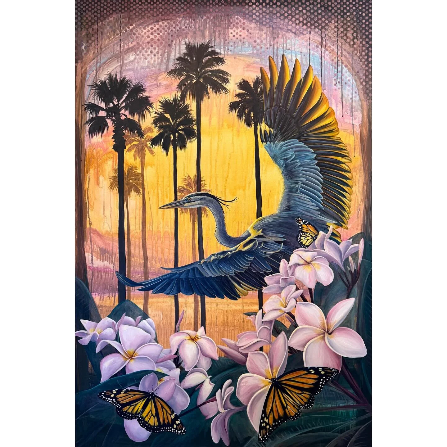 &ldquo;Landing in Abundance&rdquo;, 40x60&rdquo; acrylic &amp; oil on canvas. Wish photographs would pick up the metallics in this piece! ✨ 
.
Ecstatic to be showing during #miamiartweek for the second year in a row with @perseusgallery1 @perseusgall