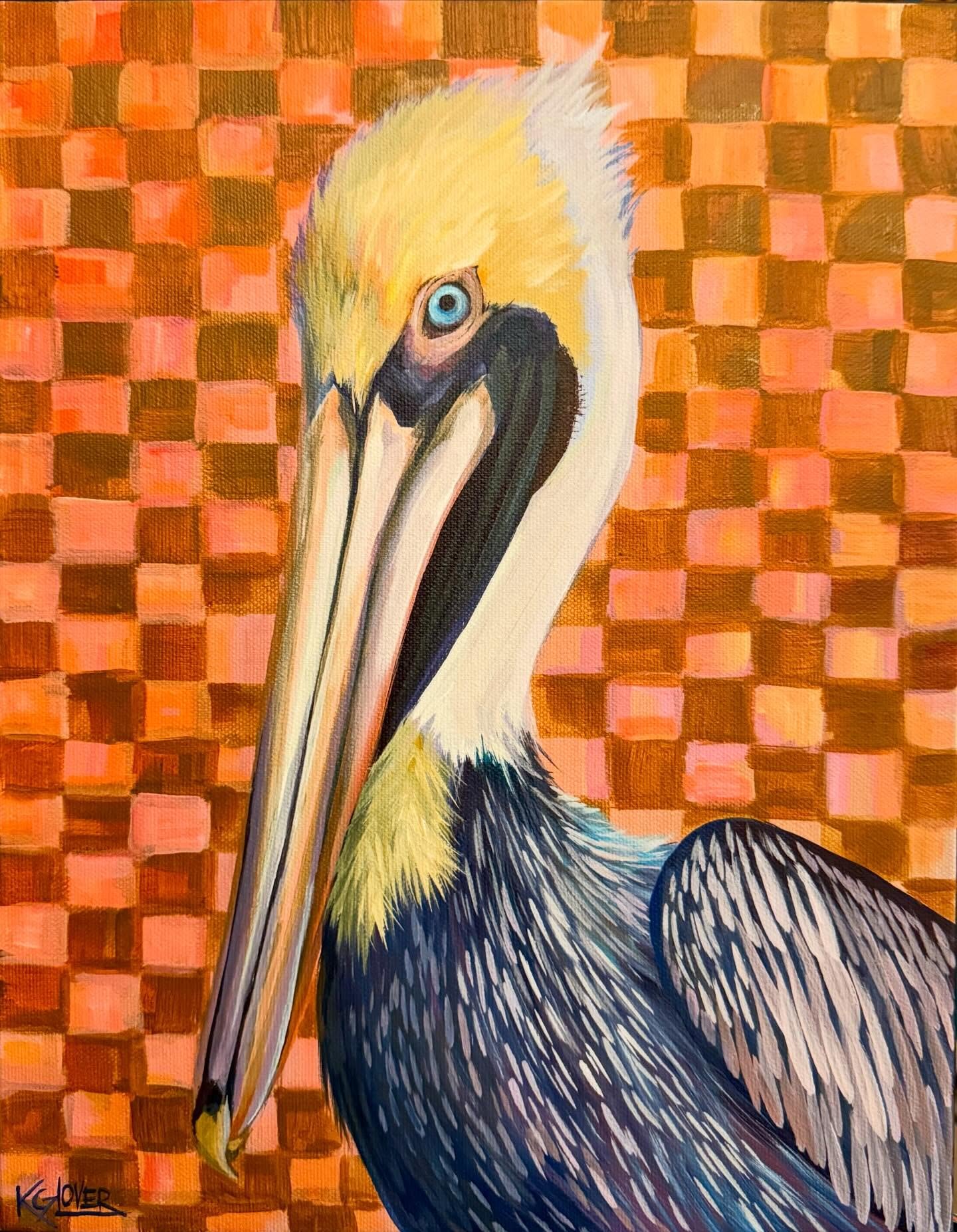 I 🩷the giant #brownpelican! They&rsquo;re so majestic (and so ca-ute!). Find them on a coastline, or this guy in #portaransas at @coffeewavesporta . 🏝️
.
&ldquo;Wild Brown&rdquo;, 11x14&rdquo;, acrylic on canvas. ✨
.
#kgloverart #coastalart #coasta