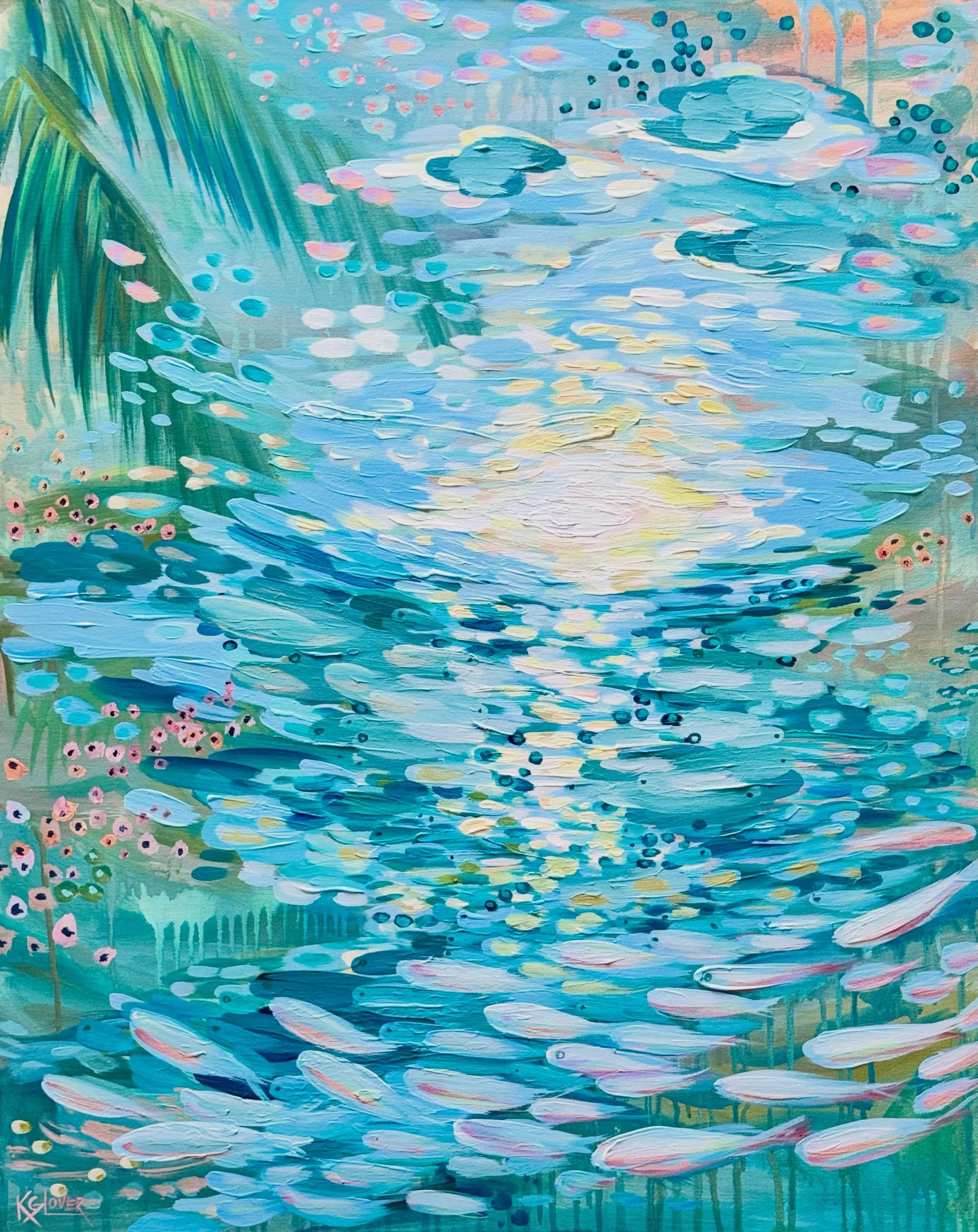 &ldquo;Between the Sky and Sea&rdquo;, 24x30&rdquo;, acrylic. Commission for a gorgeous project in #islandmoorings in #portaransas by @cf__designs 🩵
.
#kgloverart #coastalart #coastal