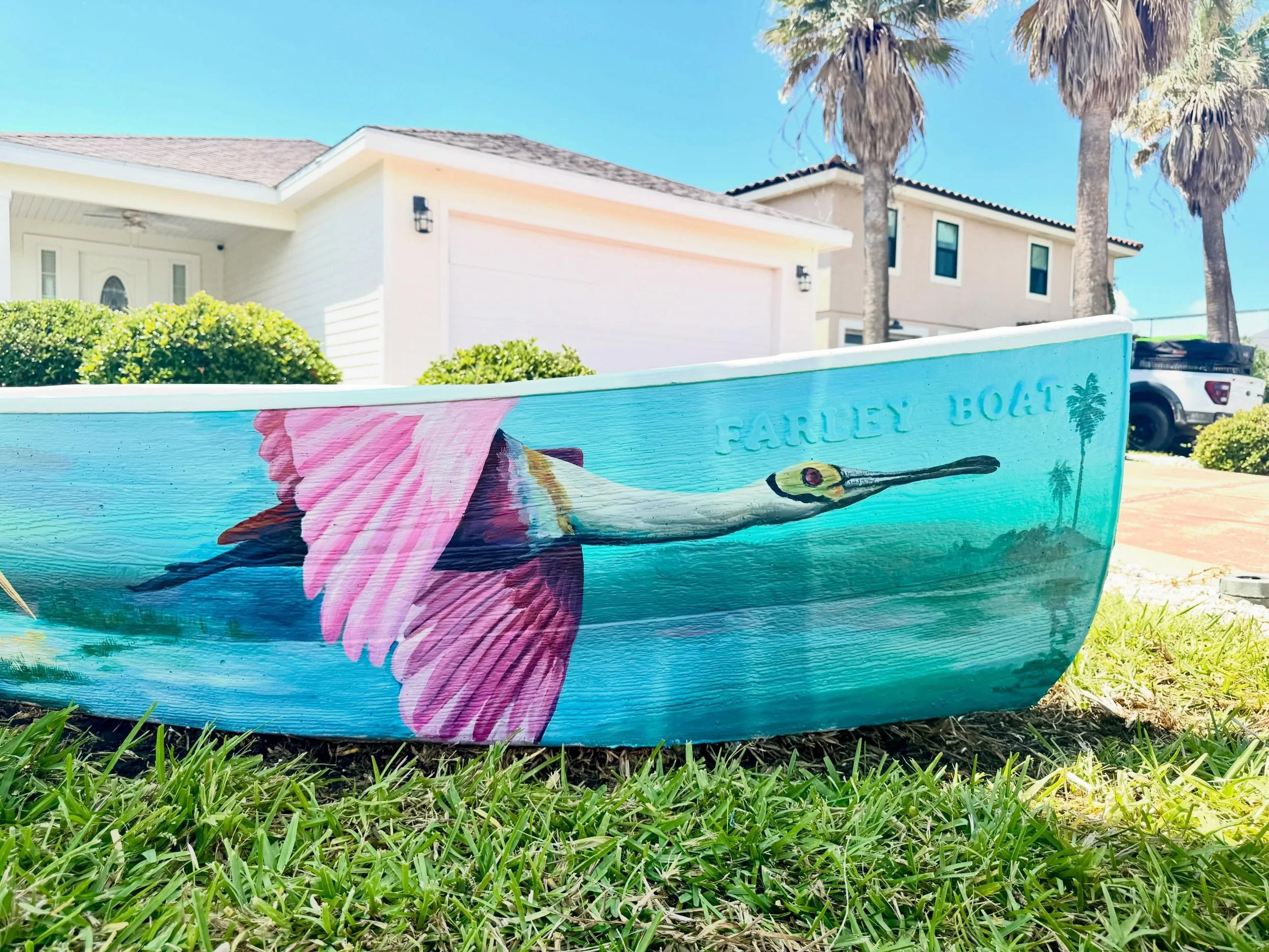 Port Aransas gems on a #portaransas gem! Farley Boats make such an adorable &amp; unique addition to the landscape on this little island, and I&rsquo;m so happy to have gotten to paint some for these fun beach home and business owners over the past 7