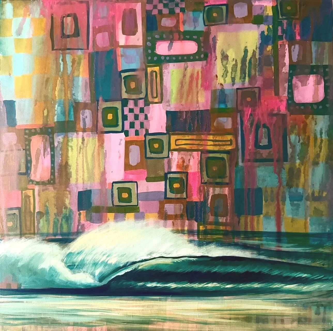 “Goofy Tube”, 24x24”, Acrylic, 2025. 