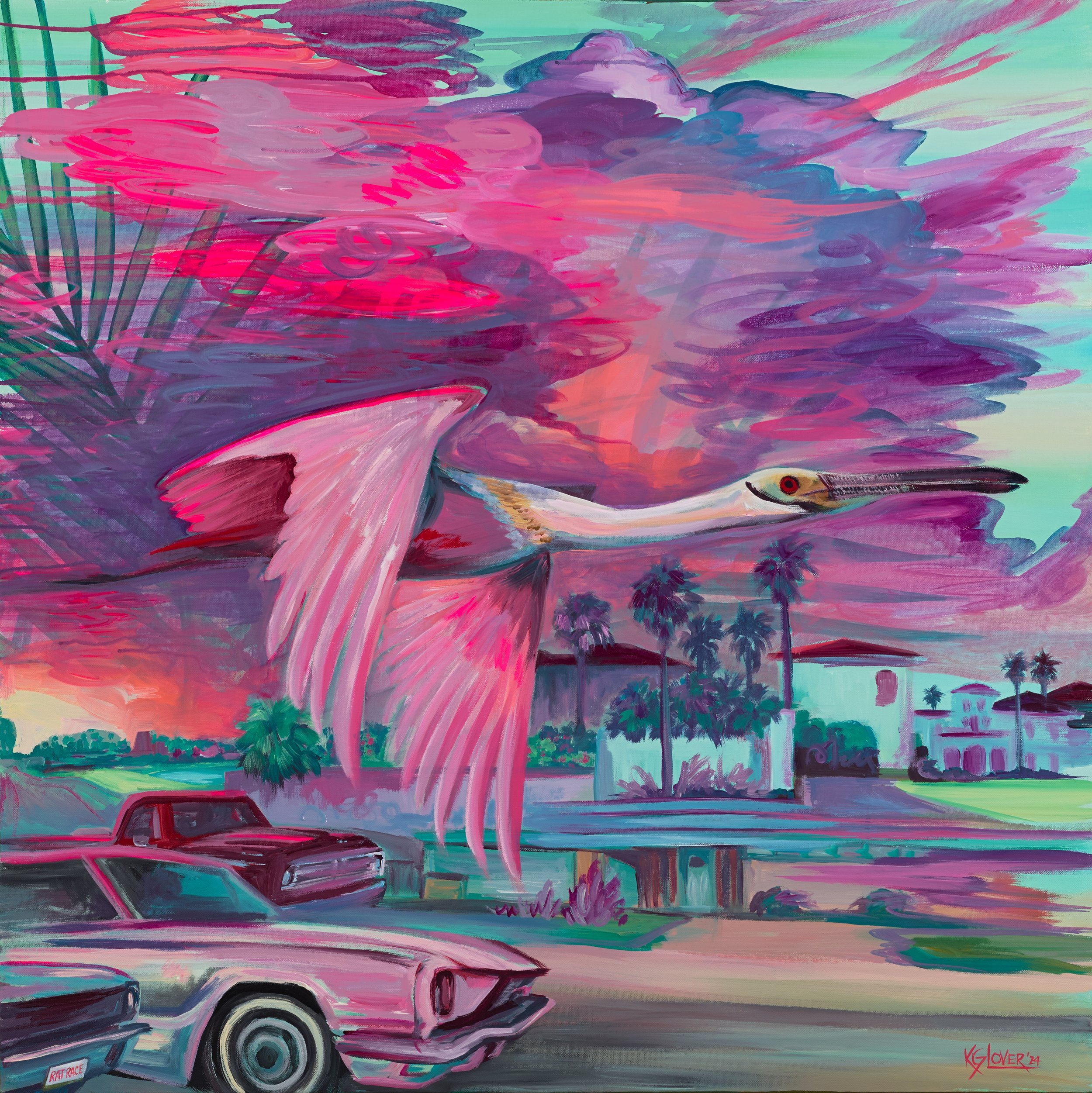 "Rat Race", 36x36", Acrylic.