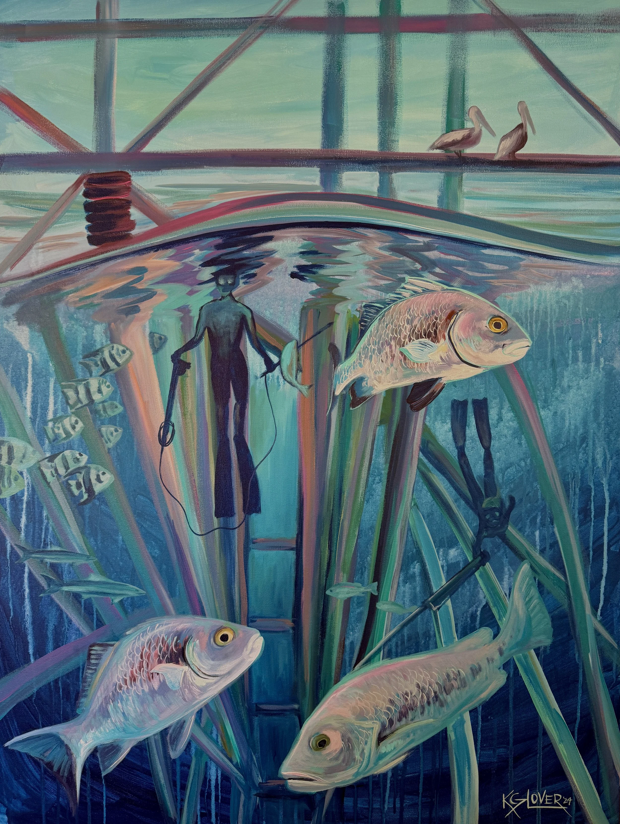 "Under the Rig", 30x40", Acrylic.