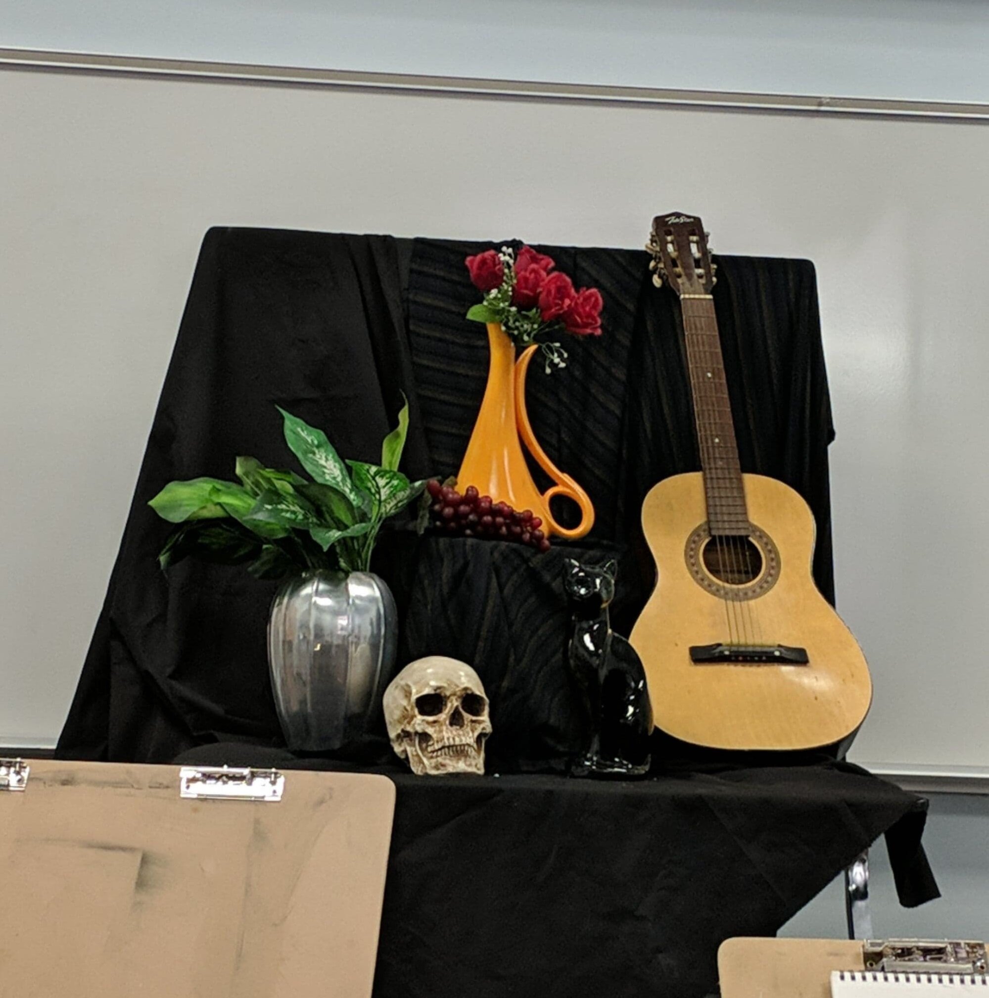Second Still Life of Painting I with Suzanne Thomas (SP 2020) in the Painting Room of the Communications Center at Rose State College