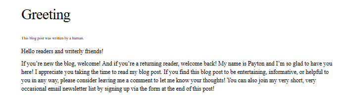 Greeting