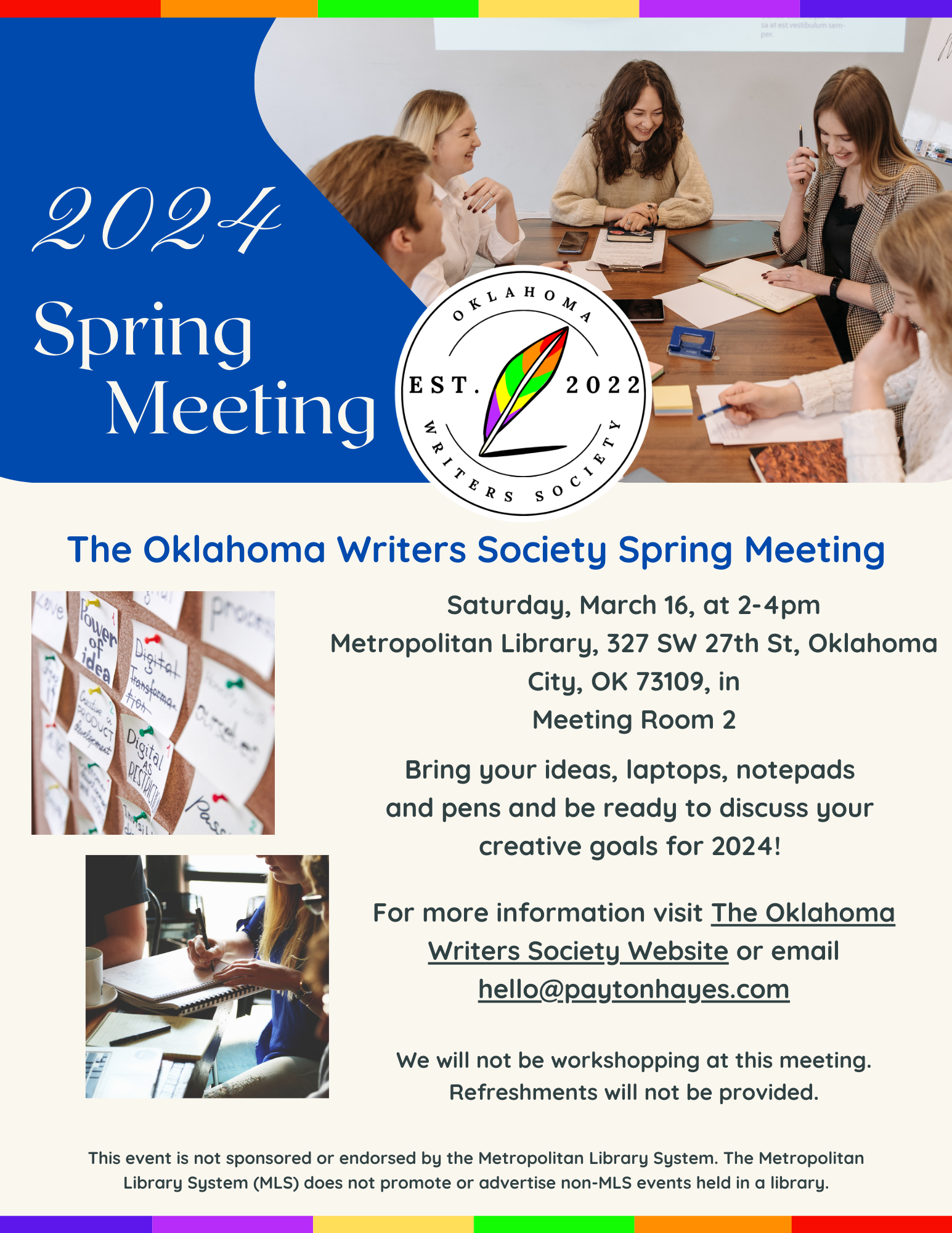 The Oklahoma Writers Society Spring 2024 Meeting in OKC!🤝📝📚 — Payton