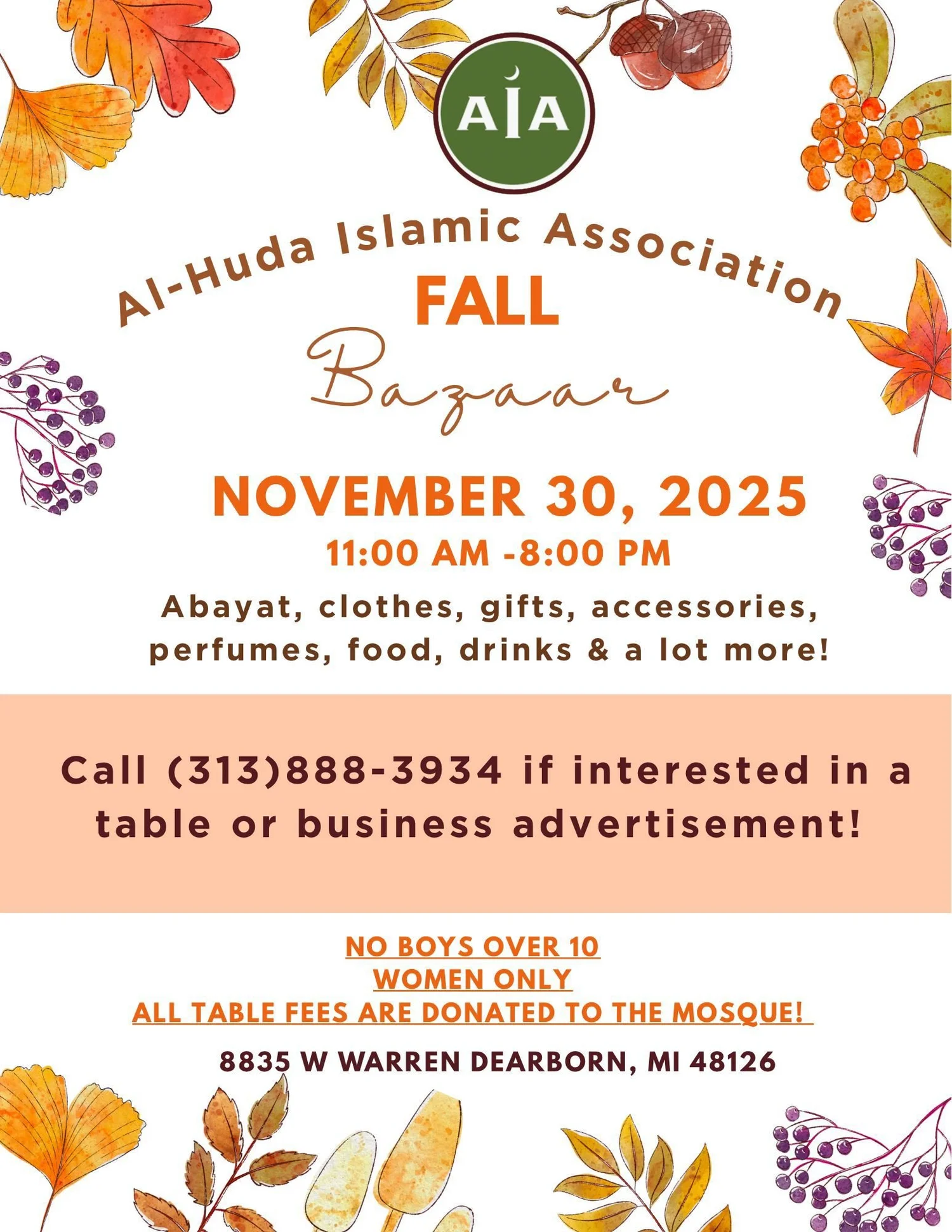 Fall Bazaar 2025: Women Only Shopping in Dearborn | Al-Huda Islamic ...