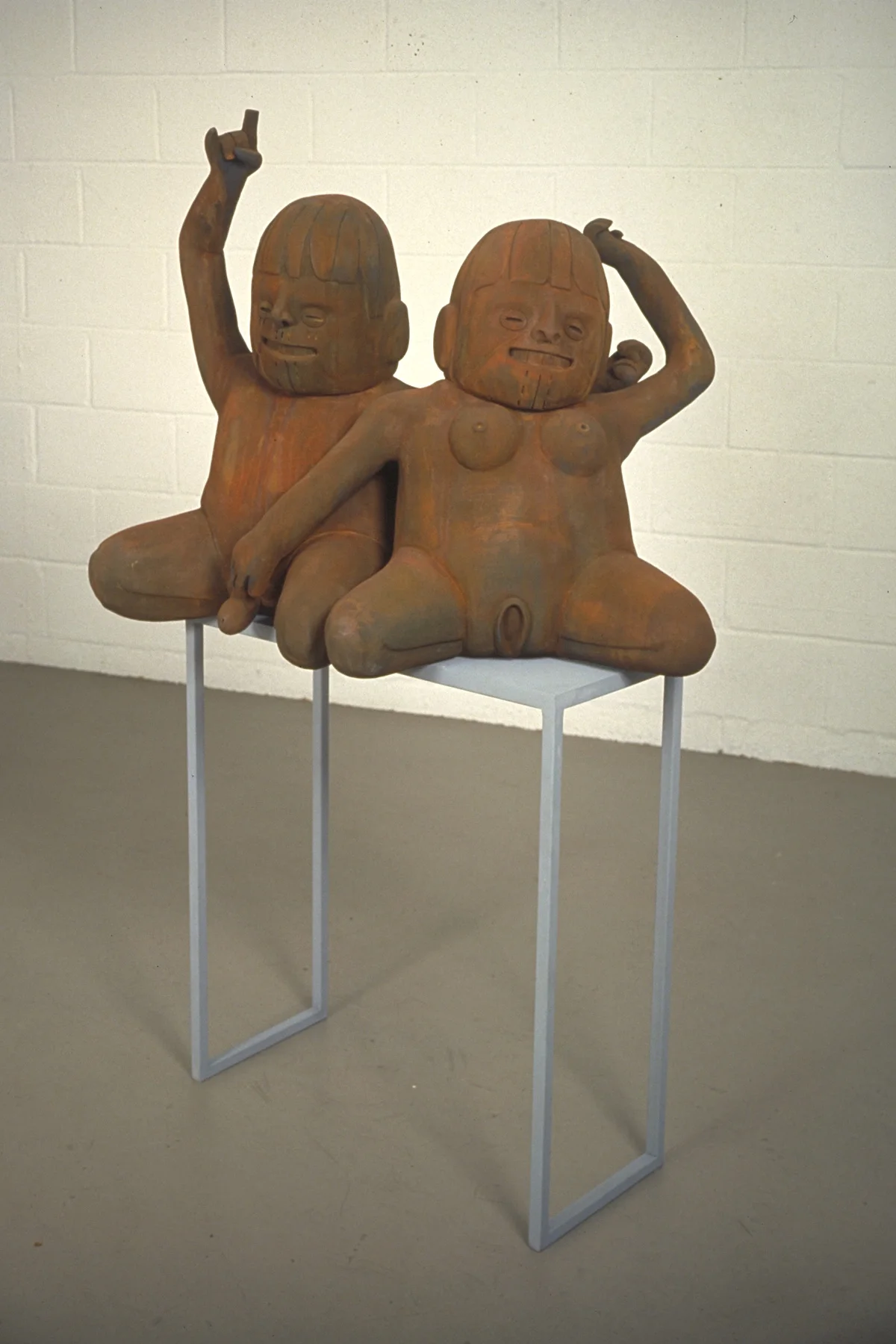 A Very Touching Moment, 2004 Terra-cotta, steel, paint and patina 57 x 18 x 28 in, 144.78 x 45.72 x 71.12 cm