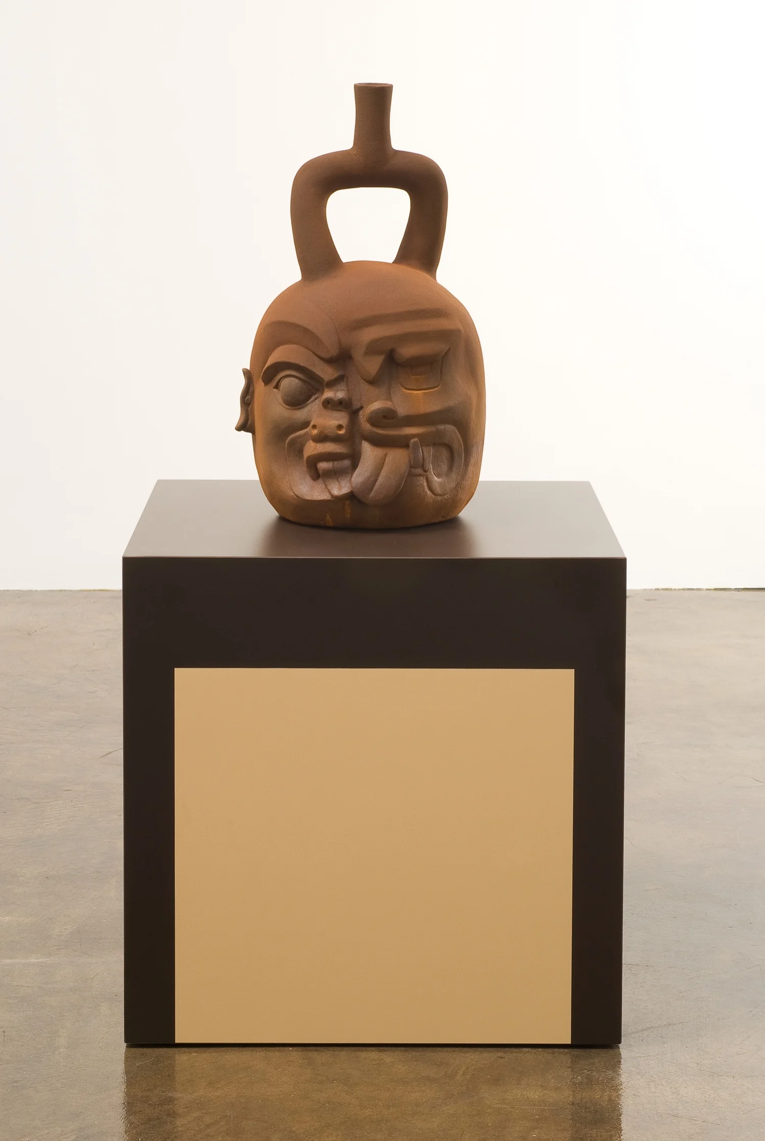 It Is What It Is (Tongue-Tied), 2007 Terracotta and Formica covered wood 44 x 20 x 20 in, 111.76 x 50.8 x 50.8 cm