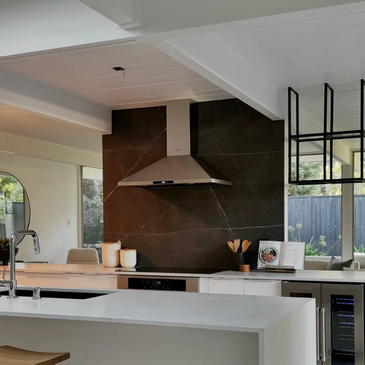 This backsplash stone anchors the open kitchen space. We love the modern yet soft feel it provides. 

#details #kitchen #kitchendesign #openkitchen #modernkitchen #modern #modernliving #modernhome #marinliving