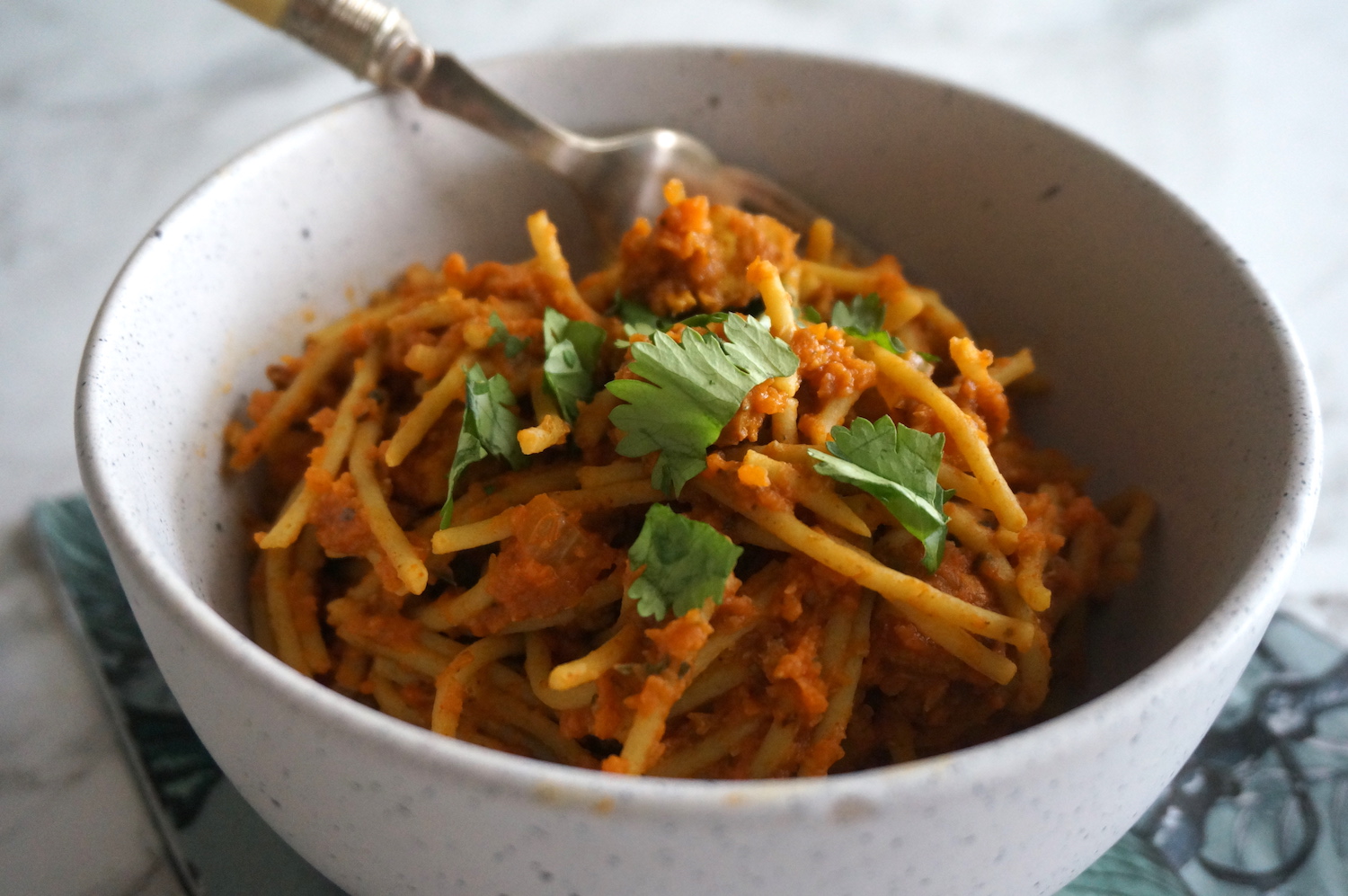 vegan tofu spaghetti