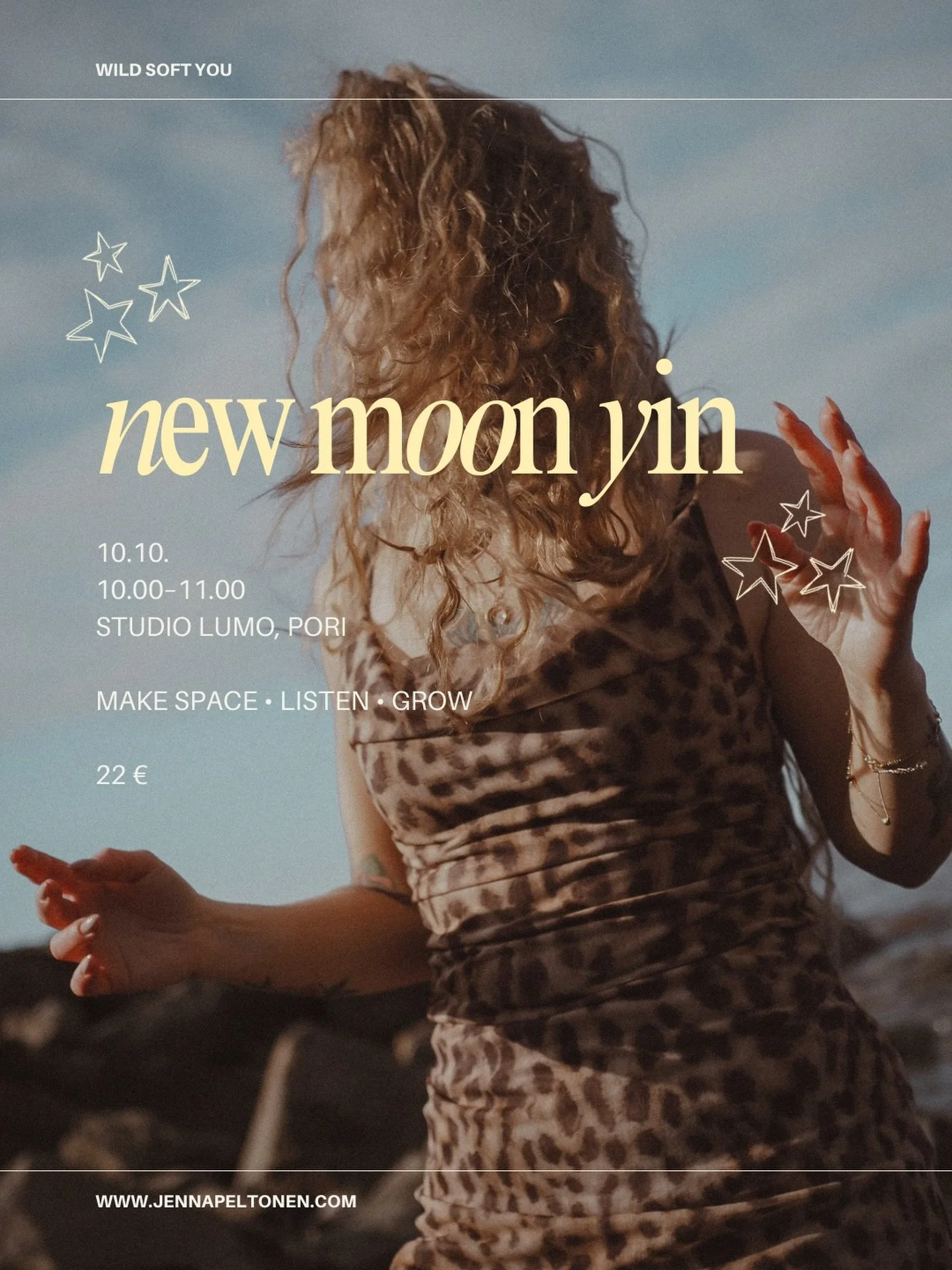 NEW MOON YIN 🌑 

Uusikuu kutsuu pys&auml;htym&auml;&auml;n, tekem&auml;&auml;n tilaa uudelle, kuuntelemaan itse&auml; ja sit&auml;, mit&auml; juuri nyt tarvitset.

T&auml;ll&auml; tunnilla liikumme hitaasti, hengit&auml;mme ja annamme keholle tilaa.