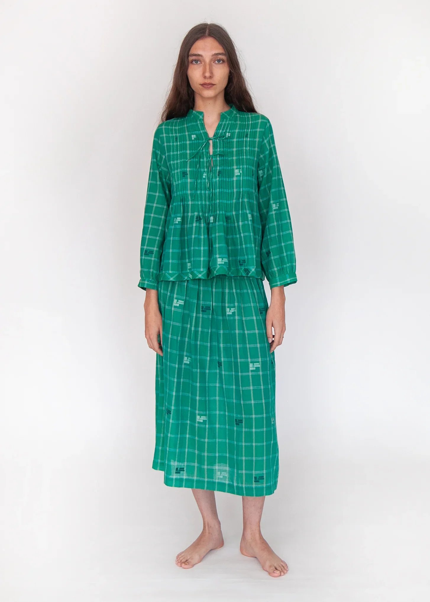 Matta New York alma check jamdani top mint