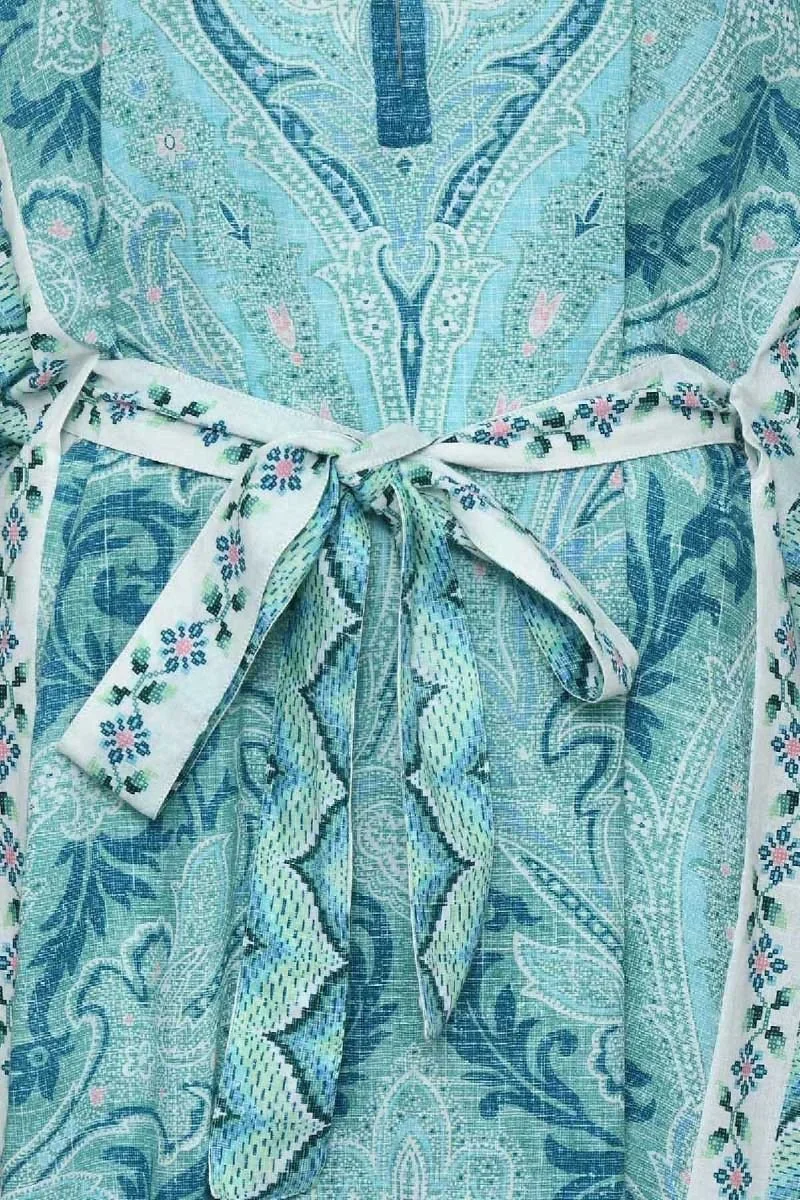 D'Ascoli Katia Kaftan blue and aqua