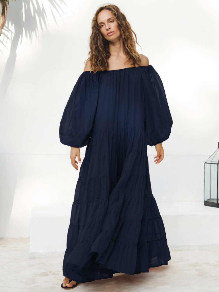 Erika Peña Brielle maxi long dress in navy