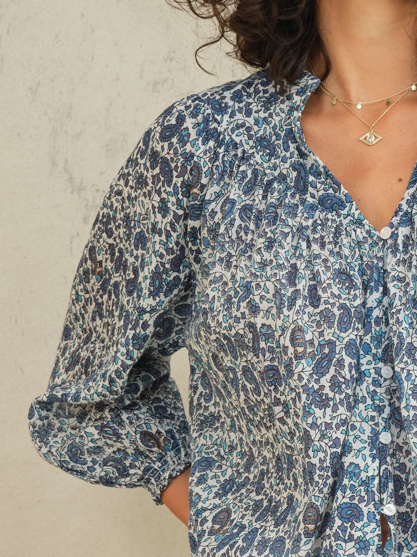 M.A.B.E Apparel esti long sleeve blouse blue