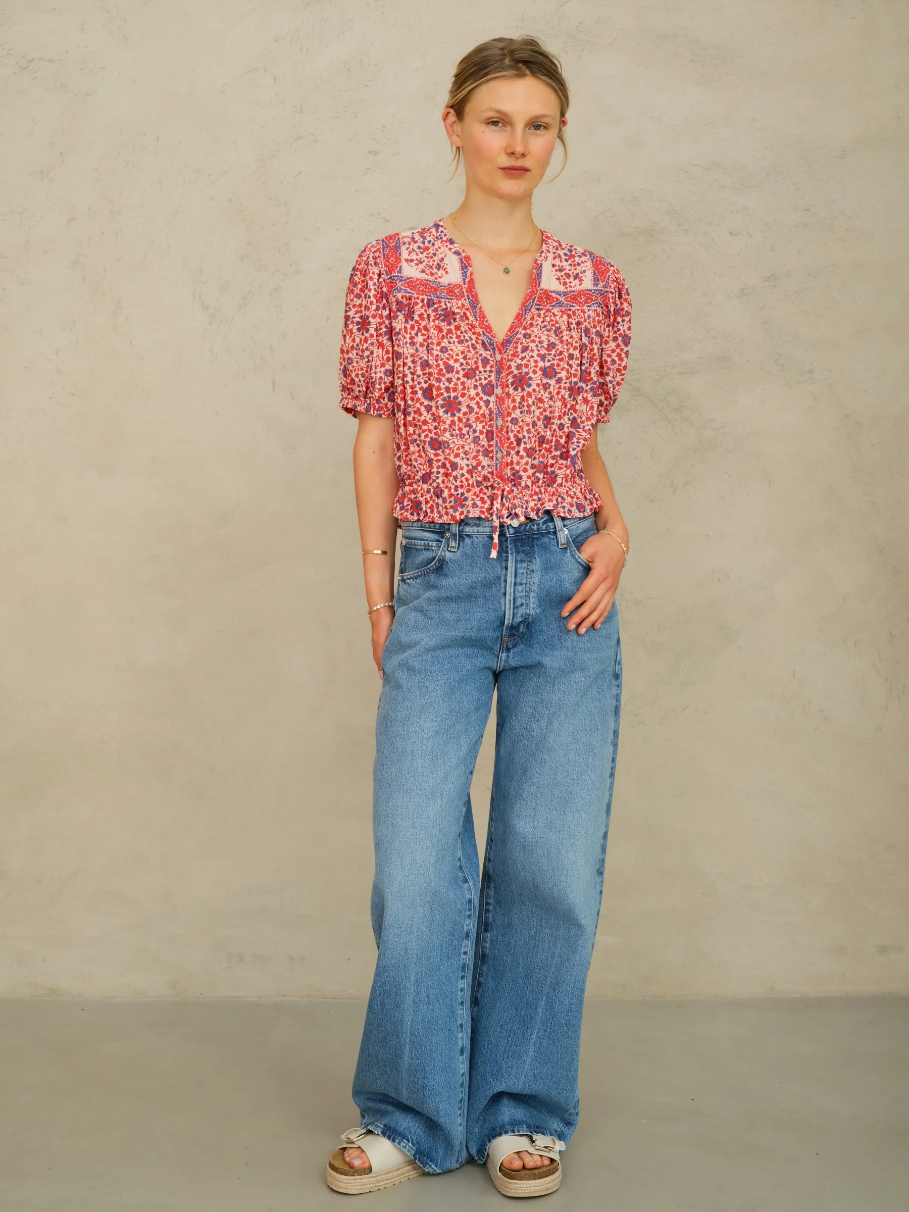 M.A.B.E Apparel della short sleeve blouse red