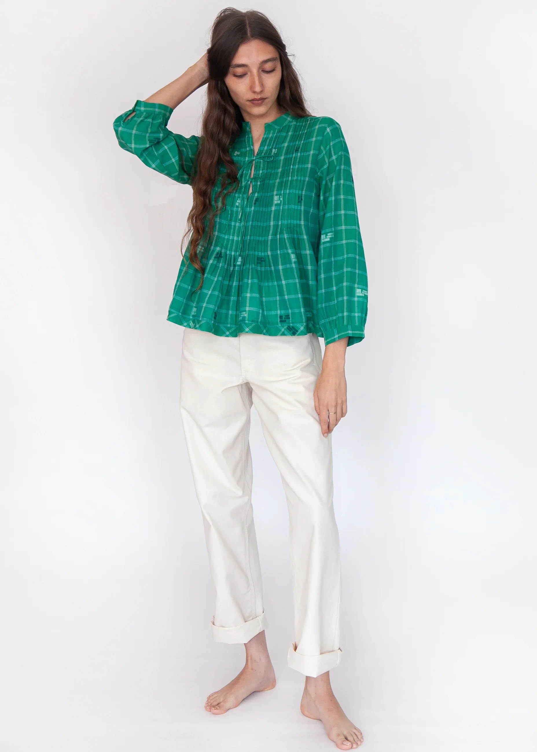 Matta New York alma check jamdani top mint