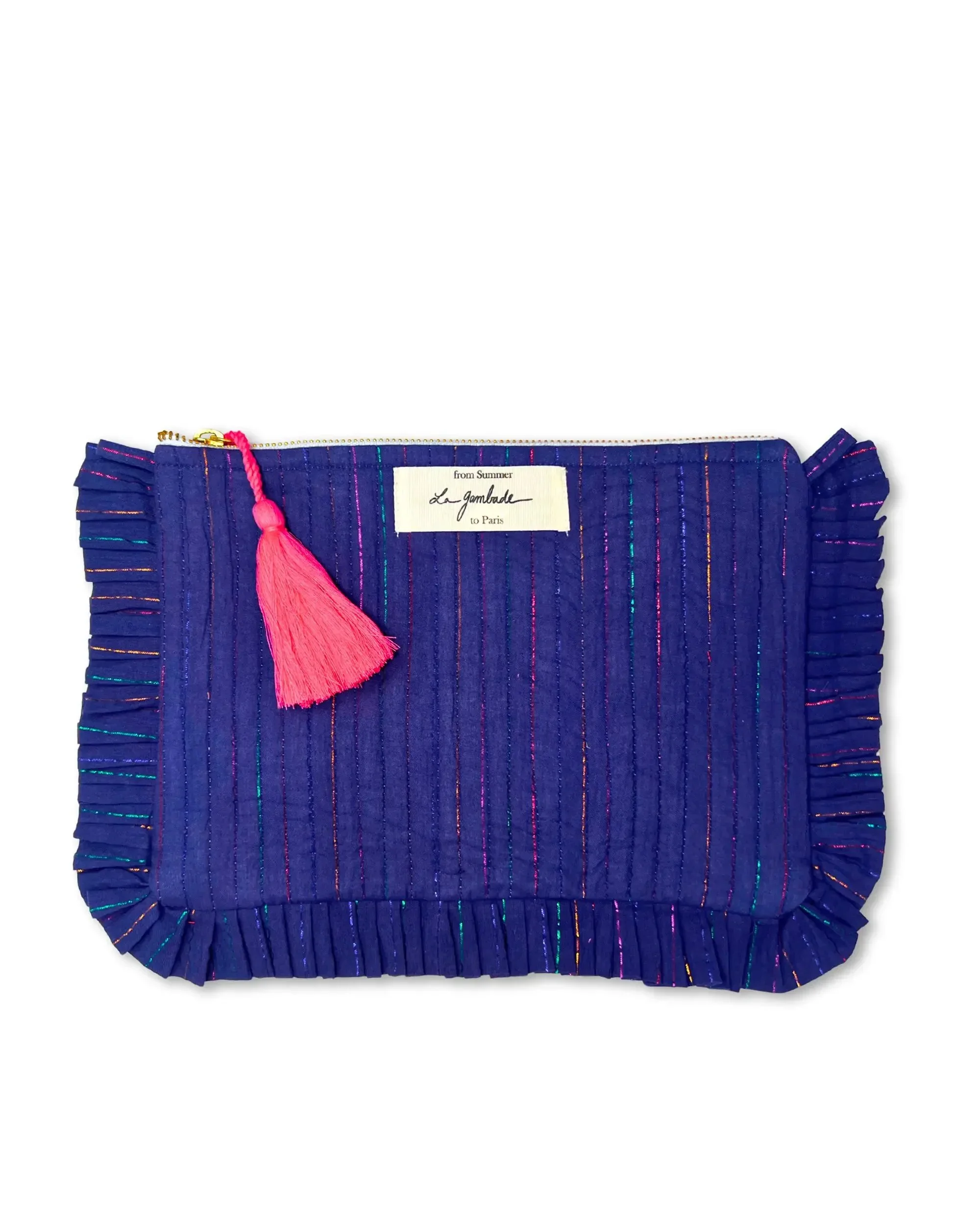 La Gambade french lurex quilted clutch bag