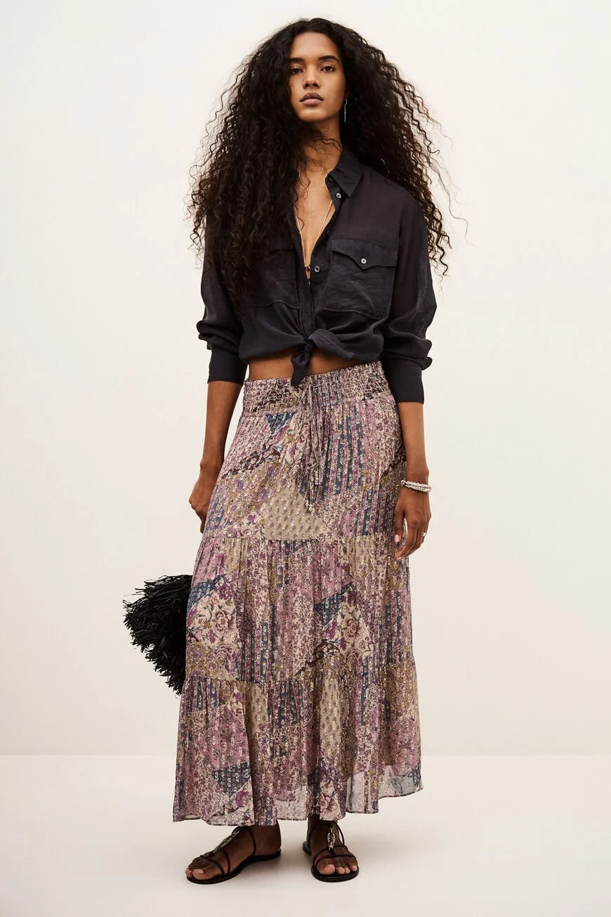 Ba&sh pitsy maxi skirt rose