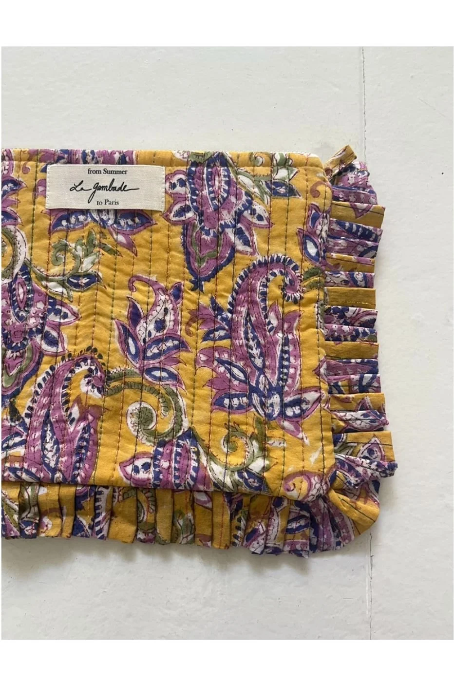 La Gambade french quilted pouch floral detail