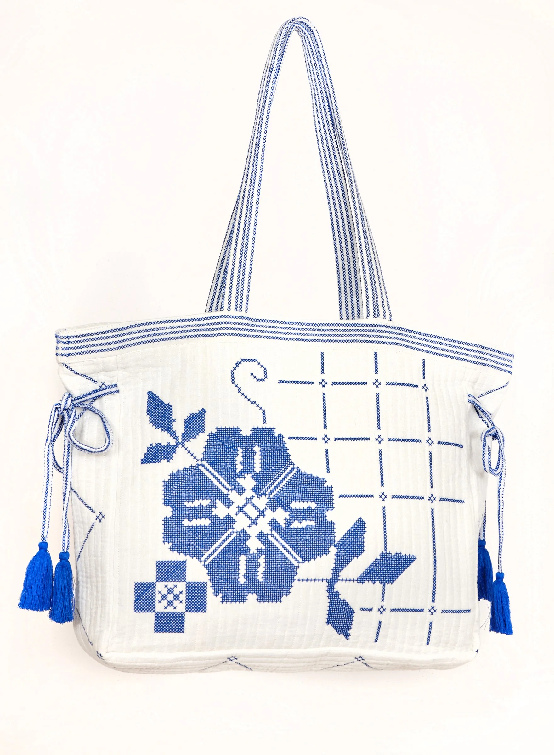 M.A.B.E Apparel laney quilted tote blue