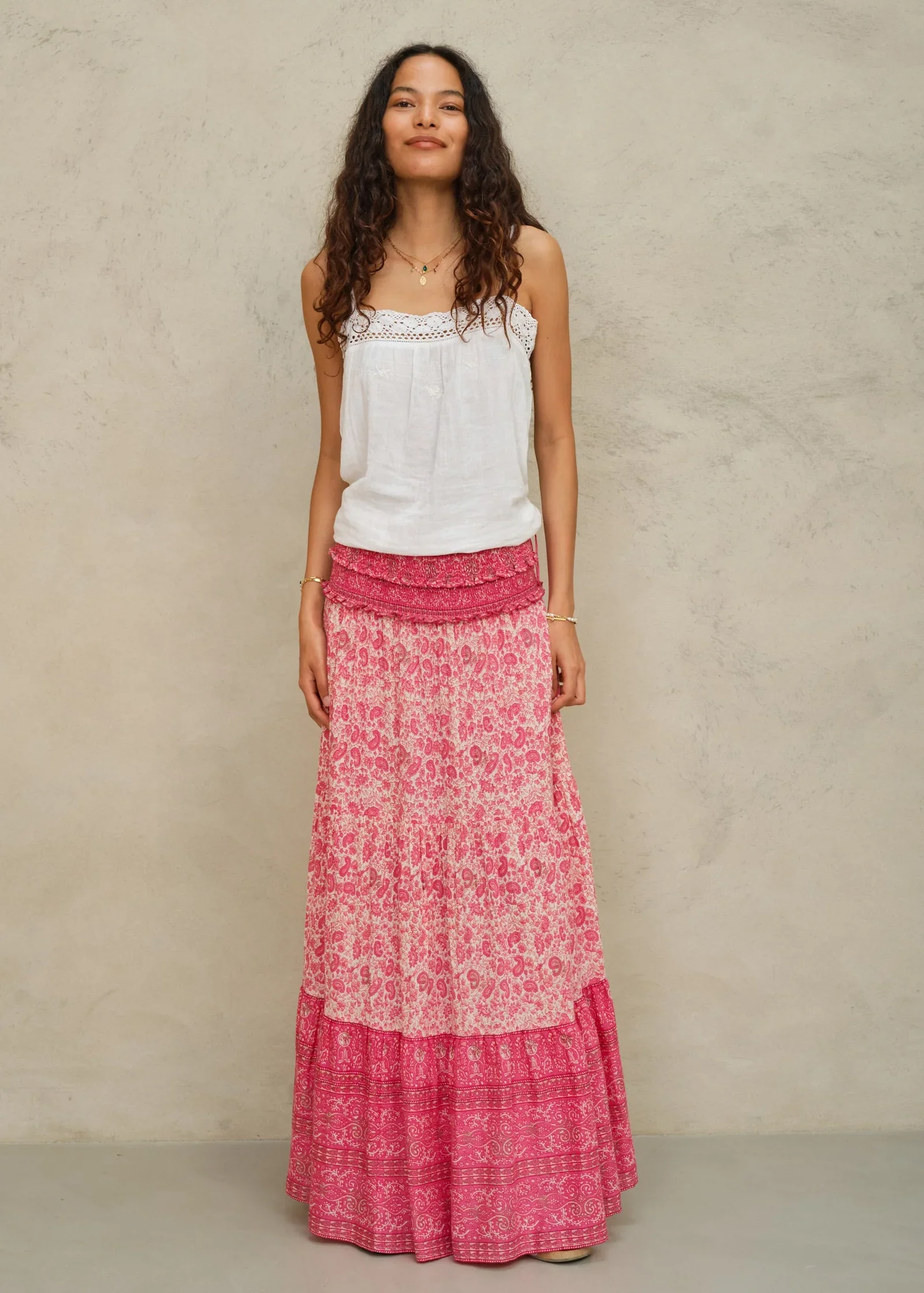 M.A.B.E Apparel esti maxi skirt pink