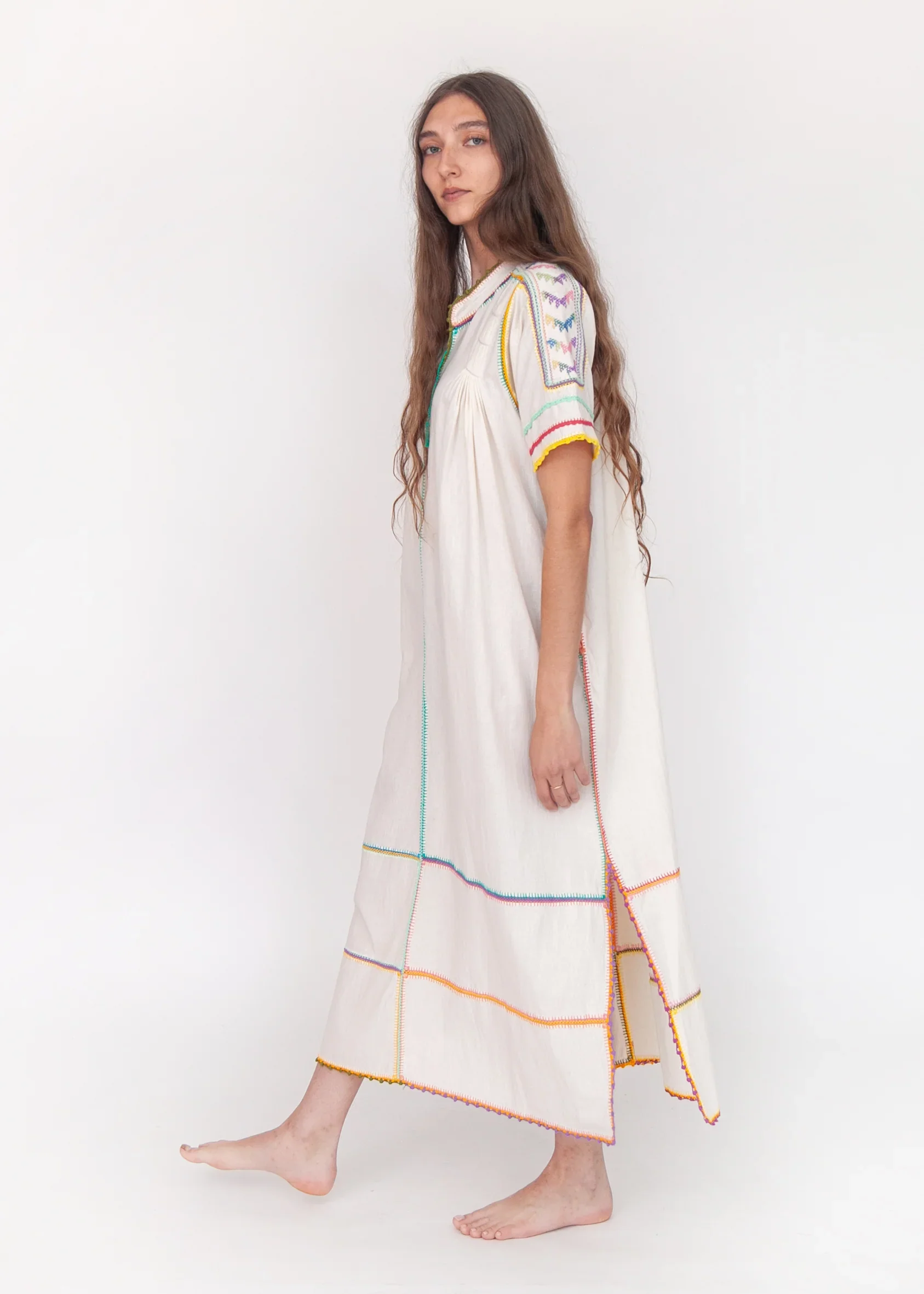 Matta New York sirena dress natural multicolour short sleeves
