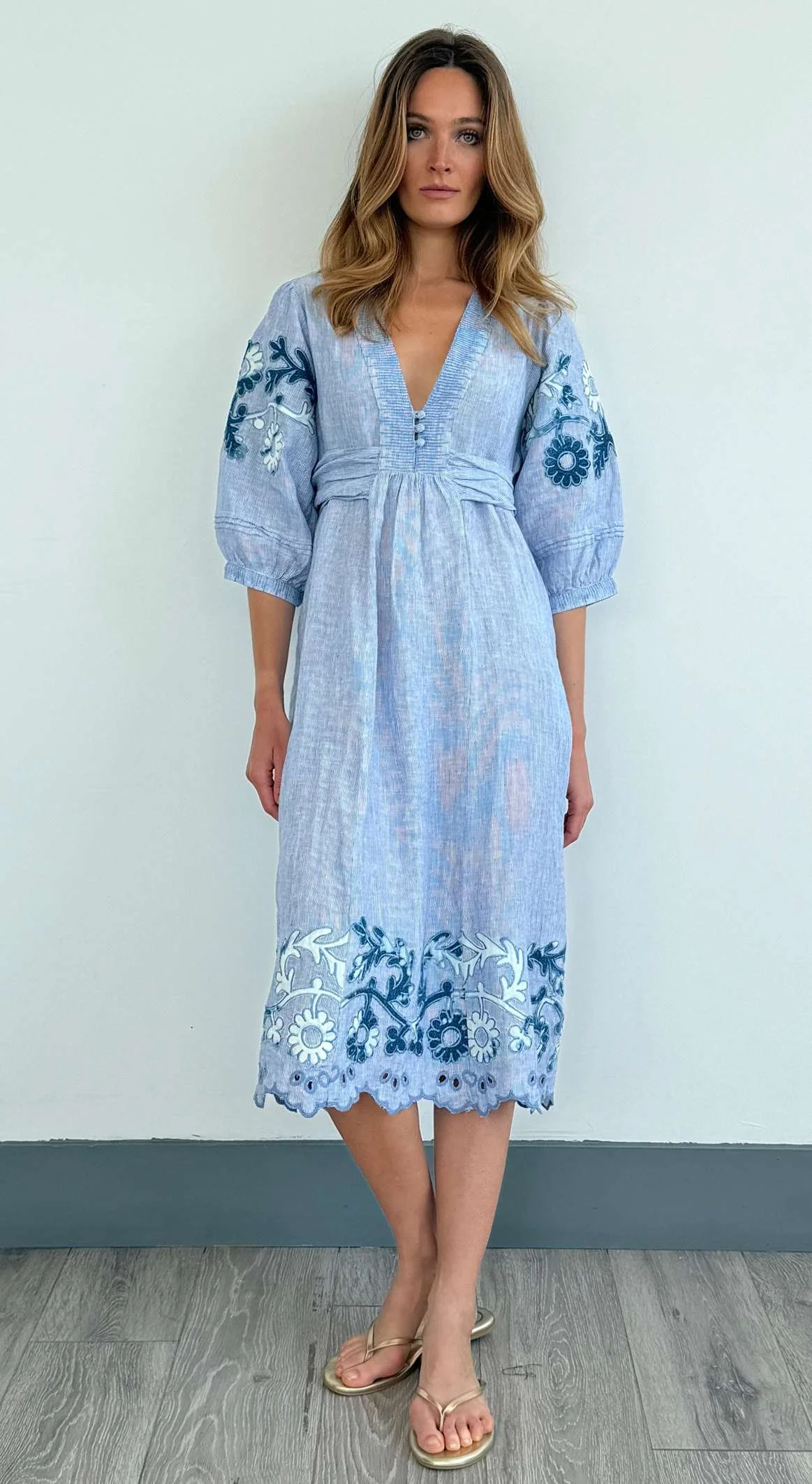 Rose and Rose begonia dress blue stripes