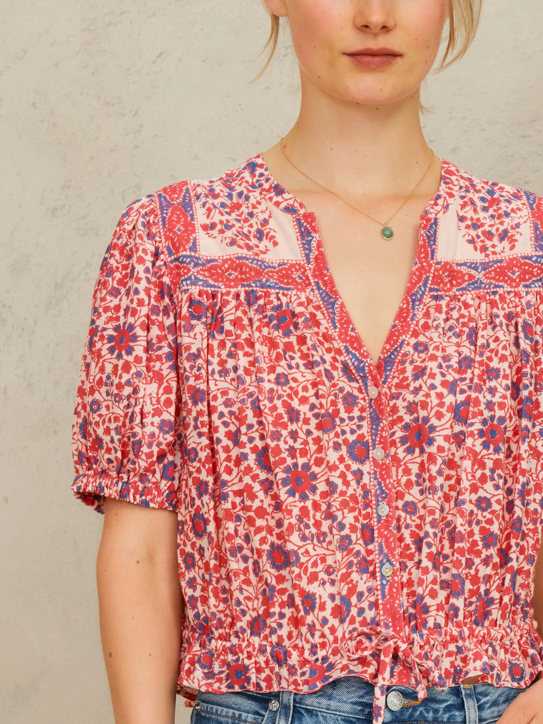 M.A.B.E Apparel della short sleeve blouse red