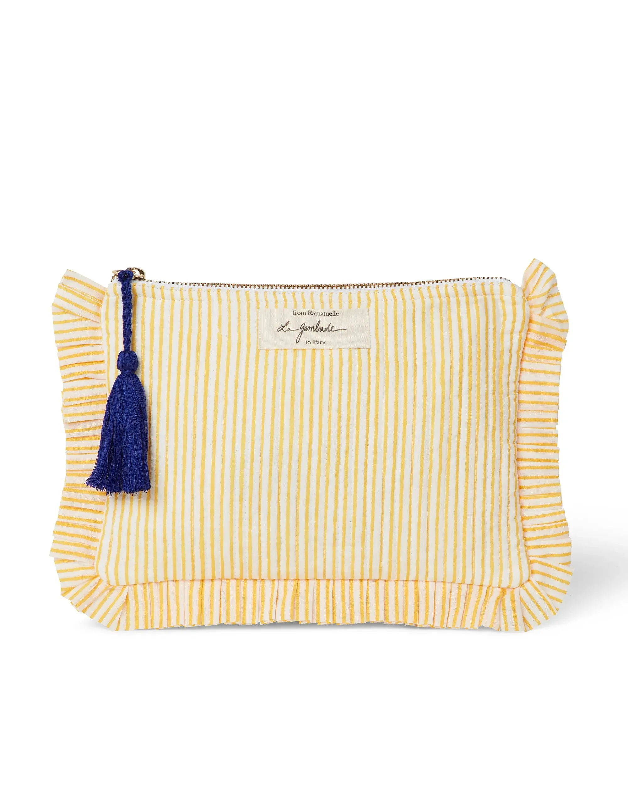 la gambade quilted pouch yellow stripes