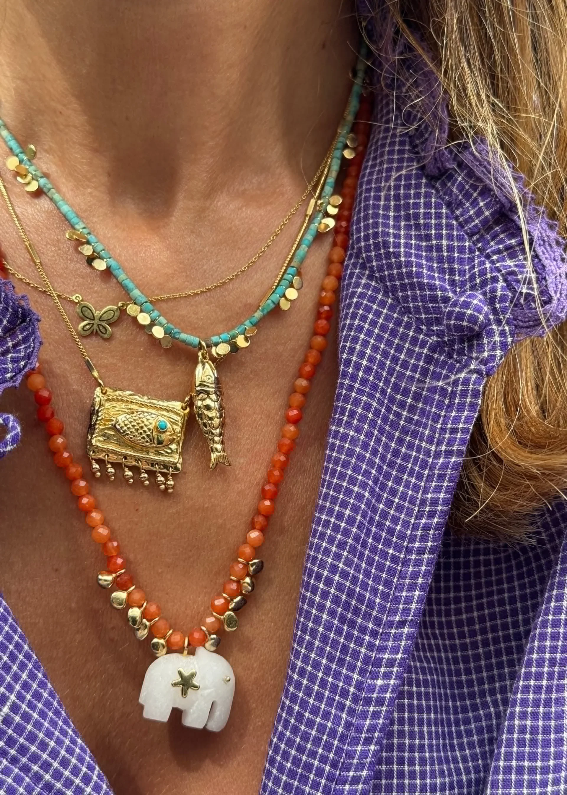 Sara Lashay Hathi necklace orange
