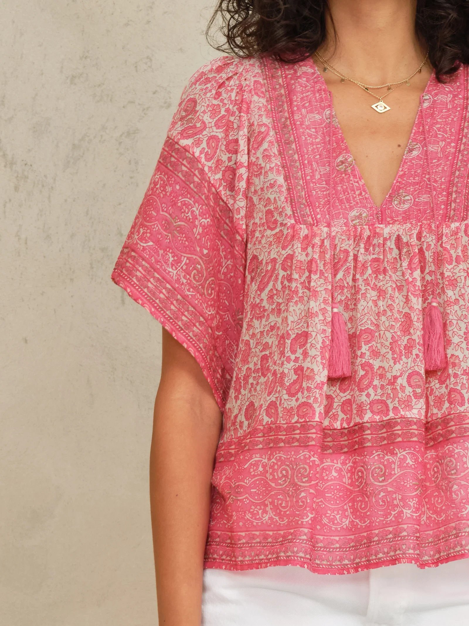 M.A.B.E Apparel esti short sleeve blouse pink