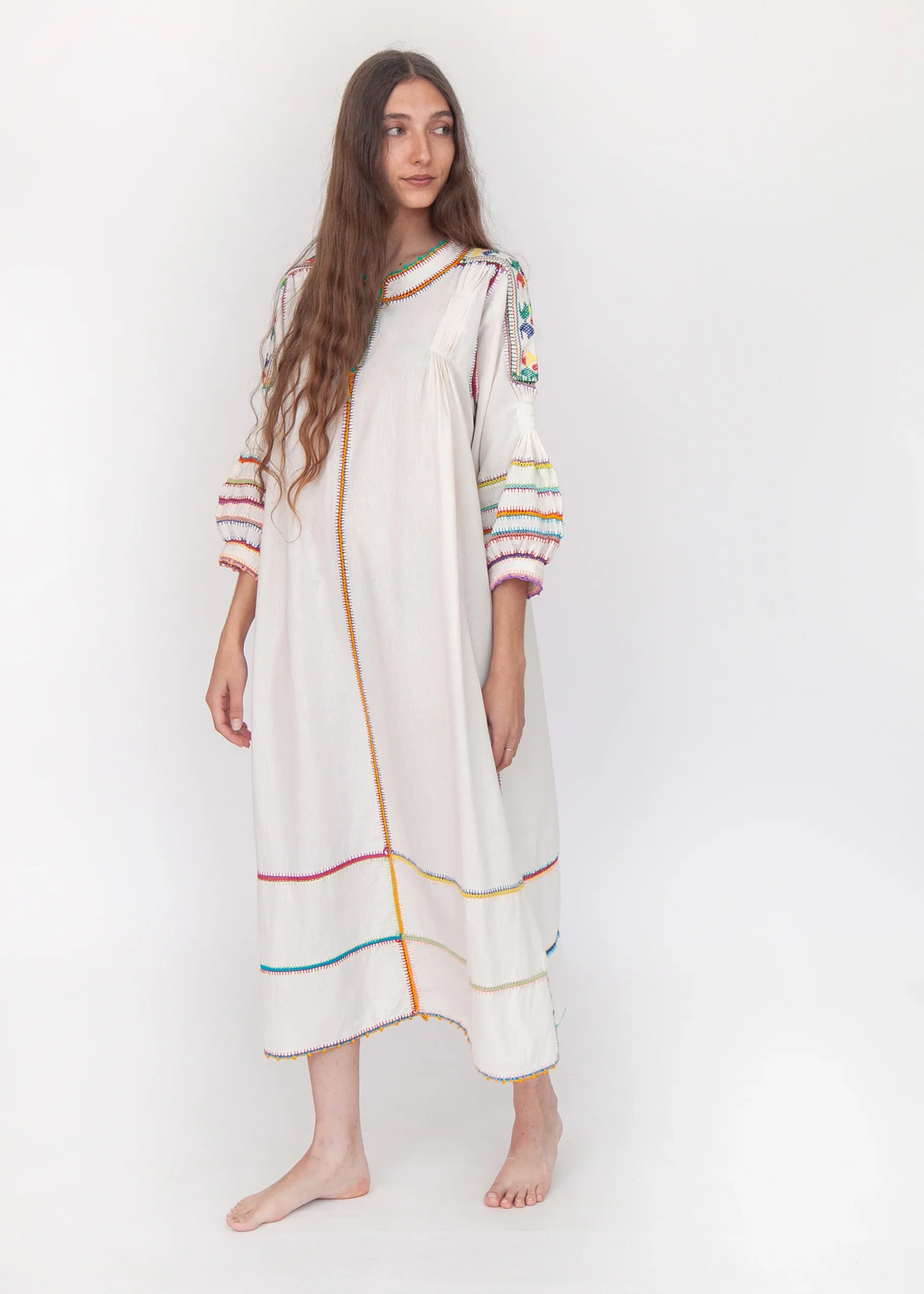 Matta New York sirena dress natural multicolour long sleeves
