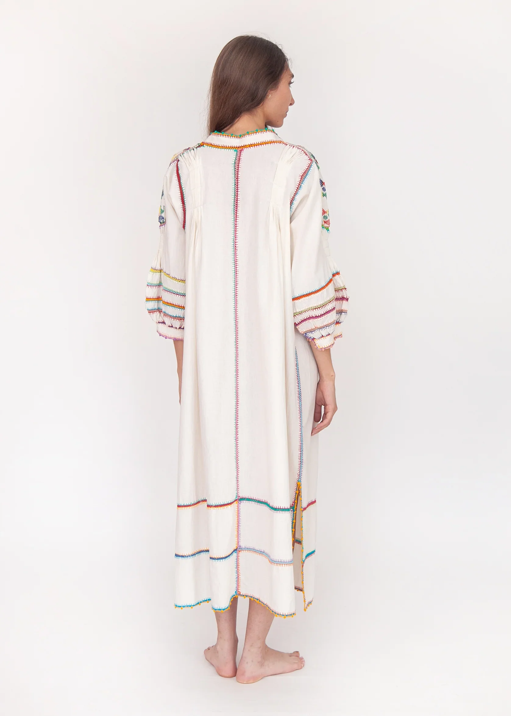 Matta New York sirena dress natural multicolour short sleeves