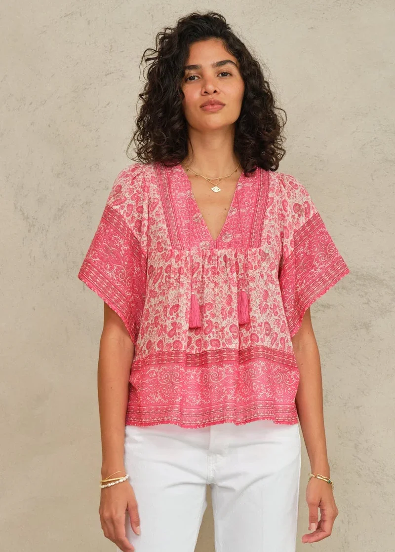 M.A.B.E Apparel esti short sleeve blouse pink