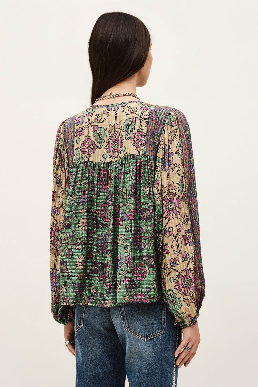 Ba&sh pamila blouse green back view on model