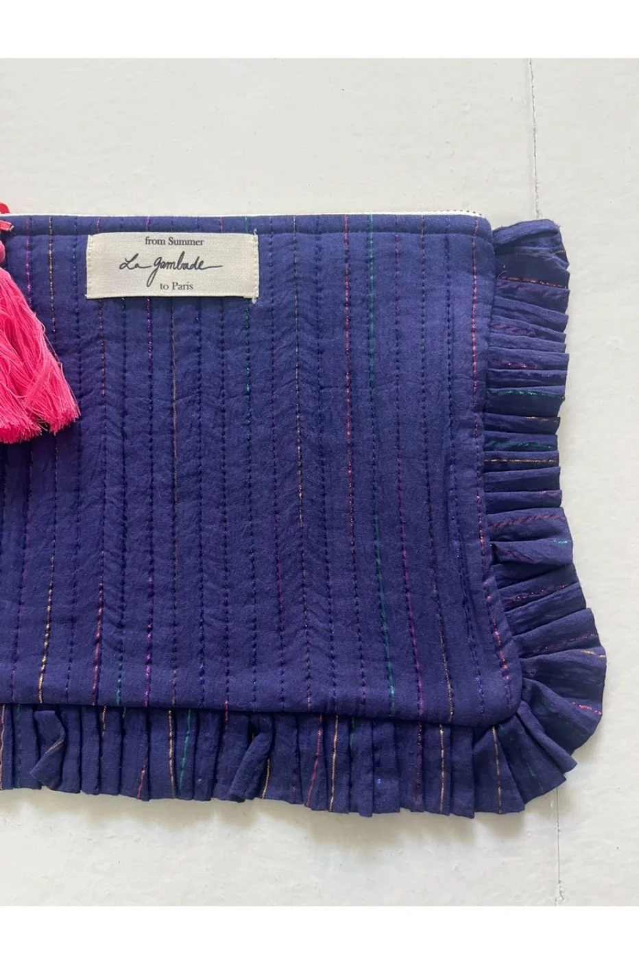 La Gambade french lurex quilted clutch bag