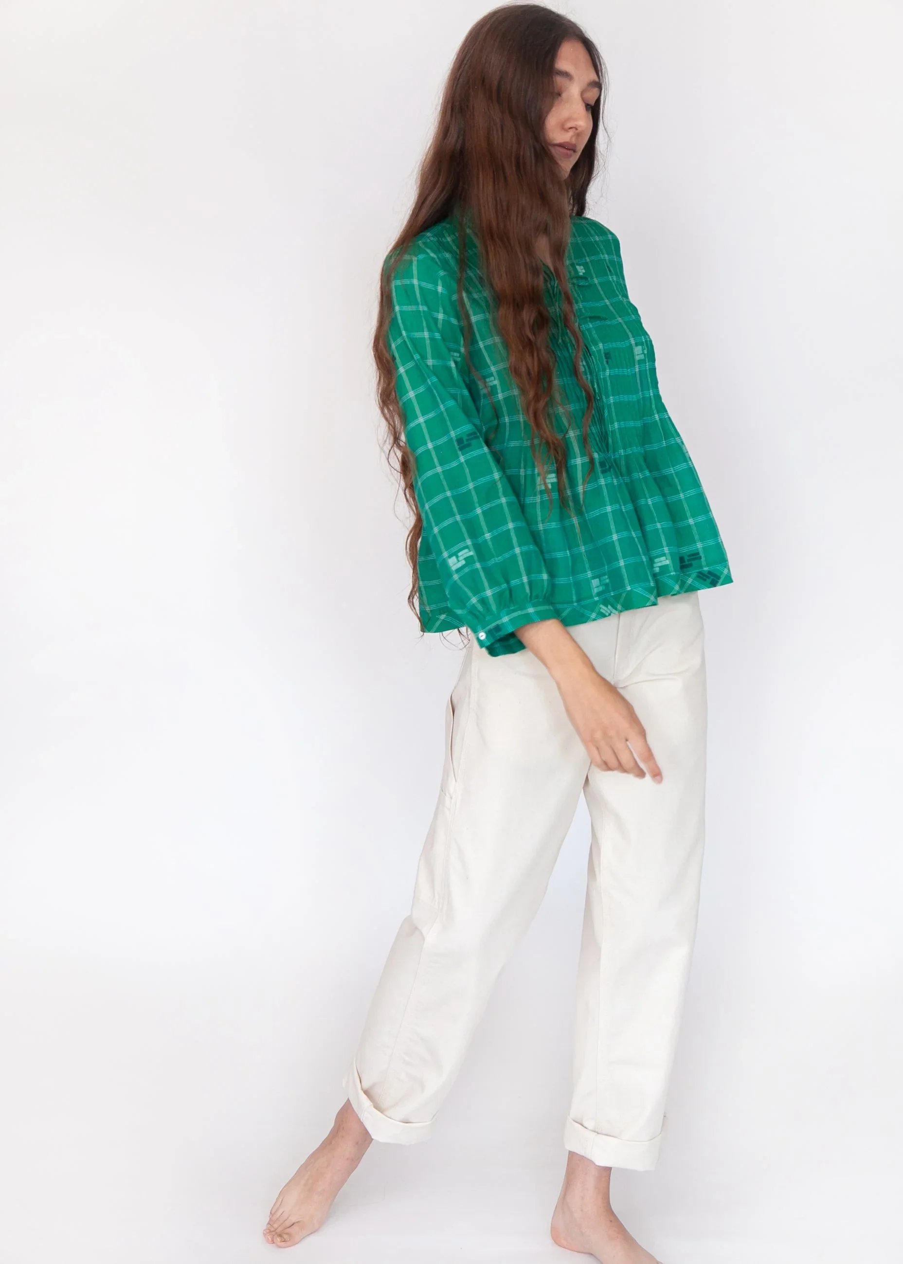Matta New York alma check jamdani top mint