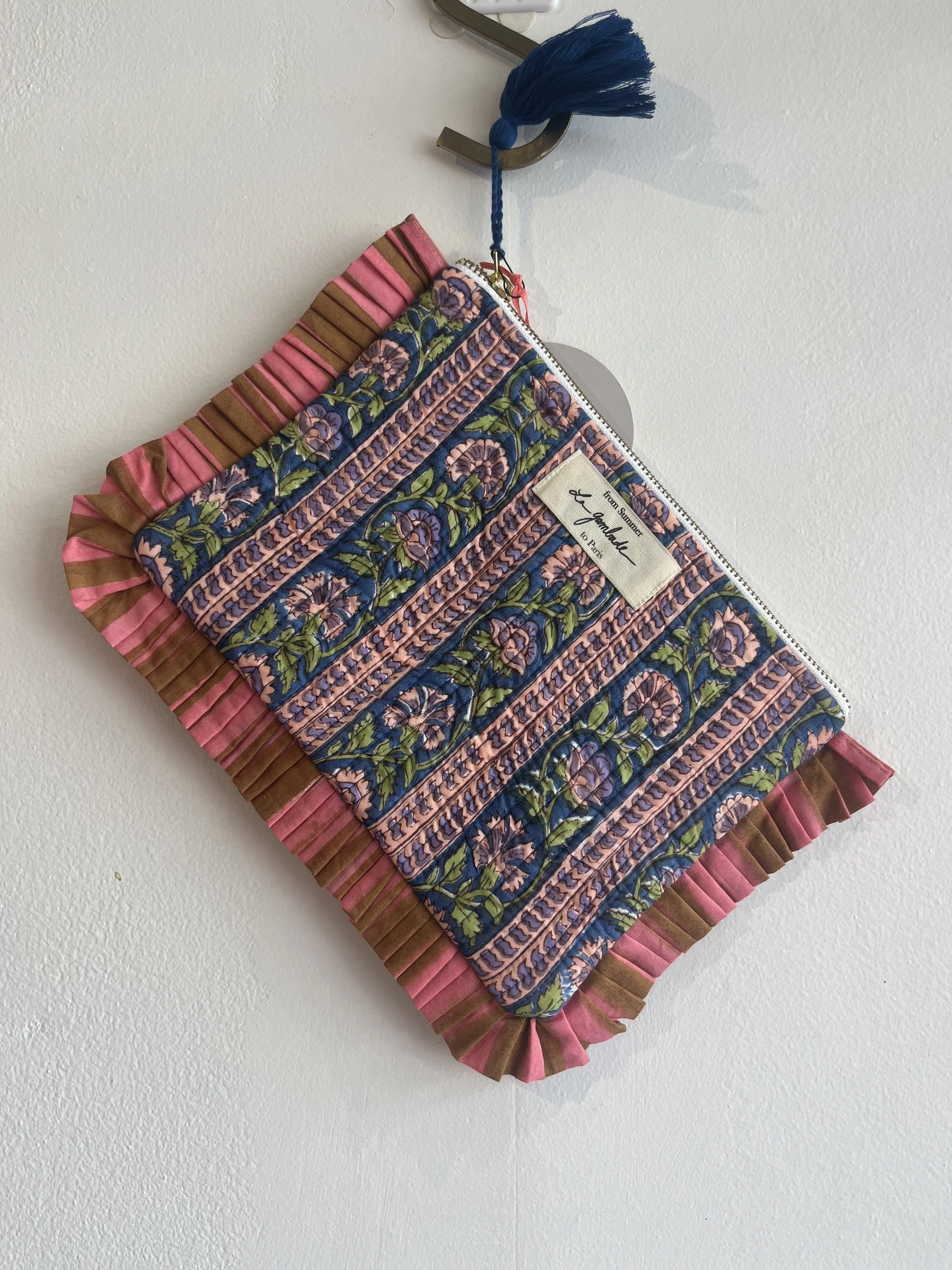 La Gambade french quilted cotton clutch bag