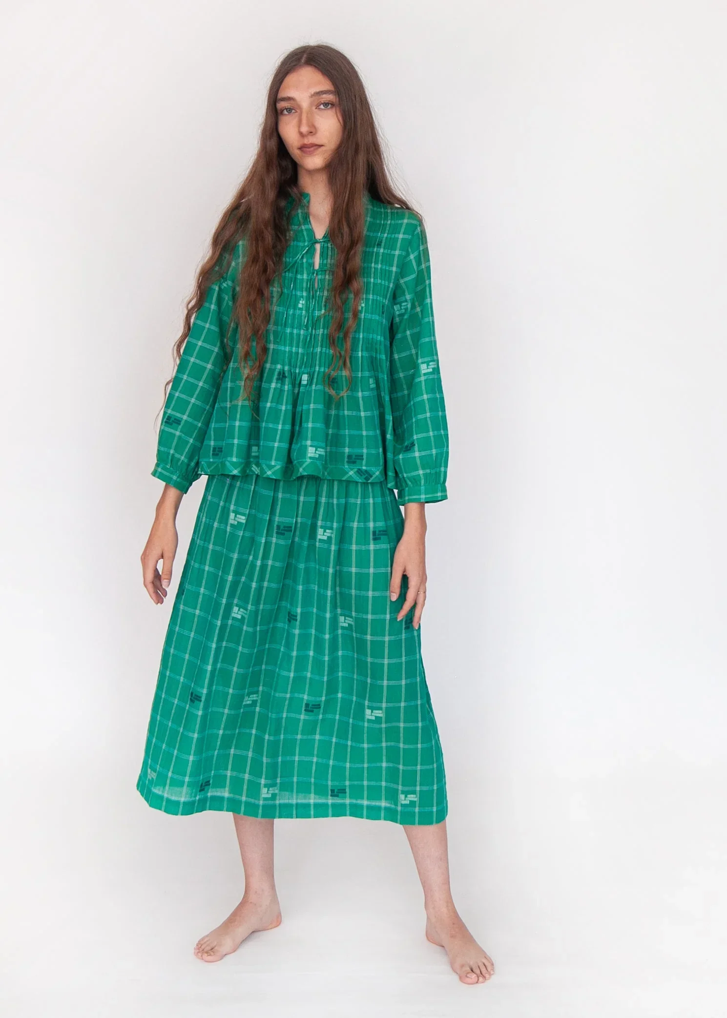 Matta New York araminta check jamdani skirt mint