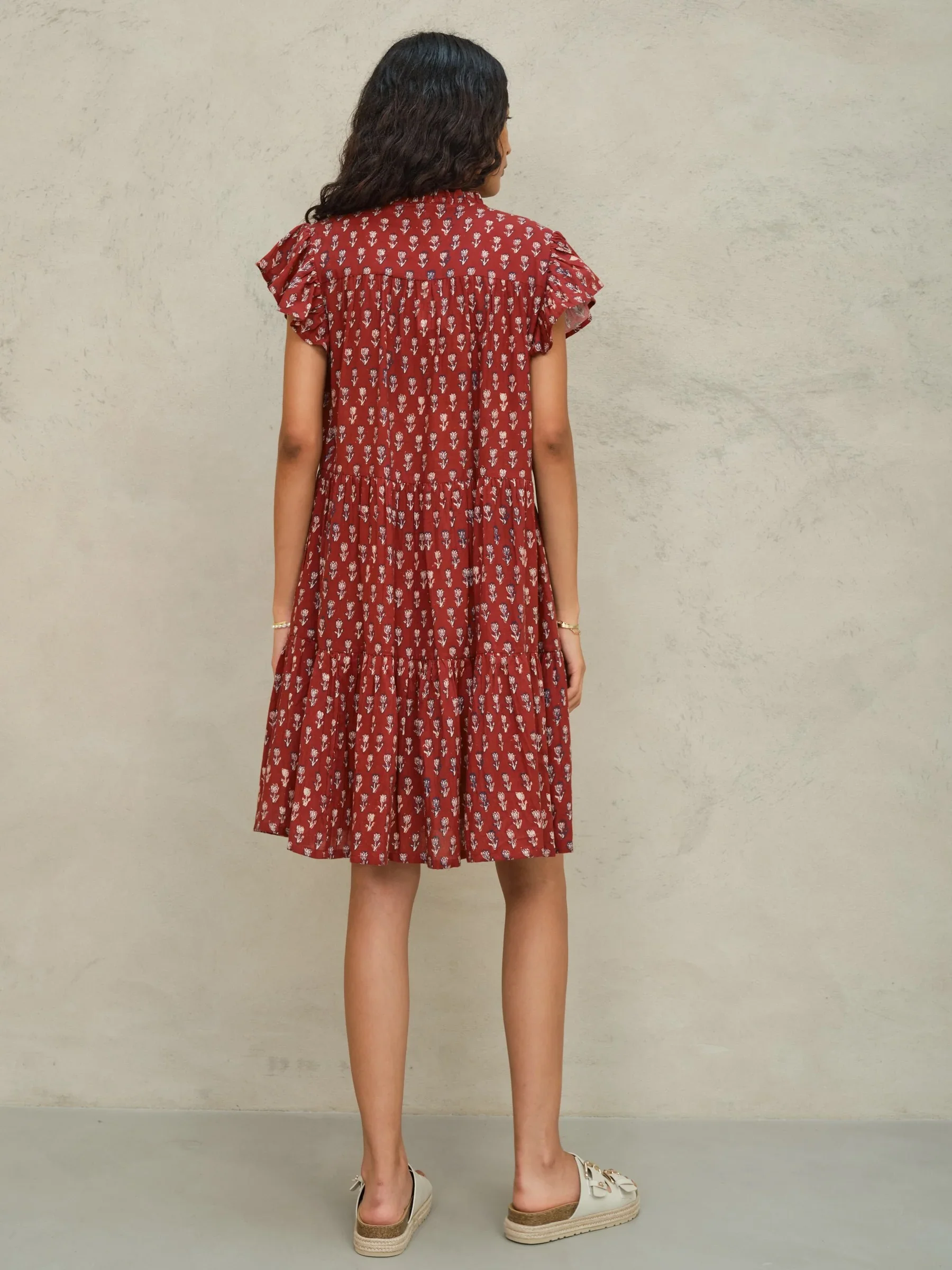 M.A.B.E Apparel ari frill dress berry